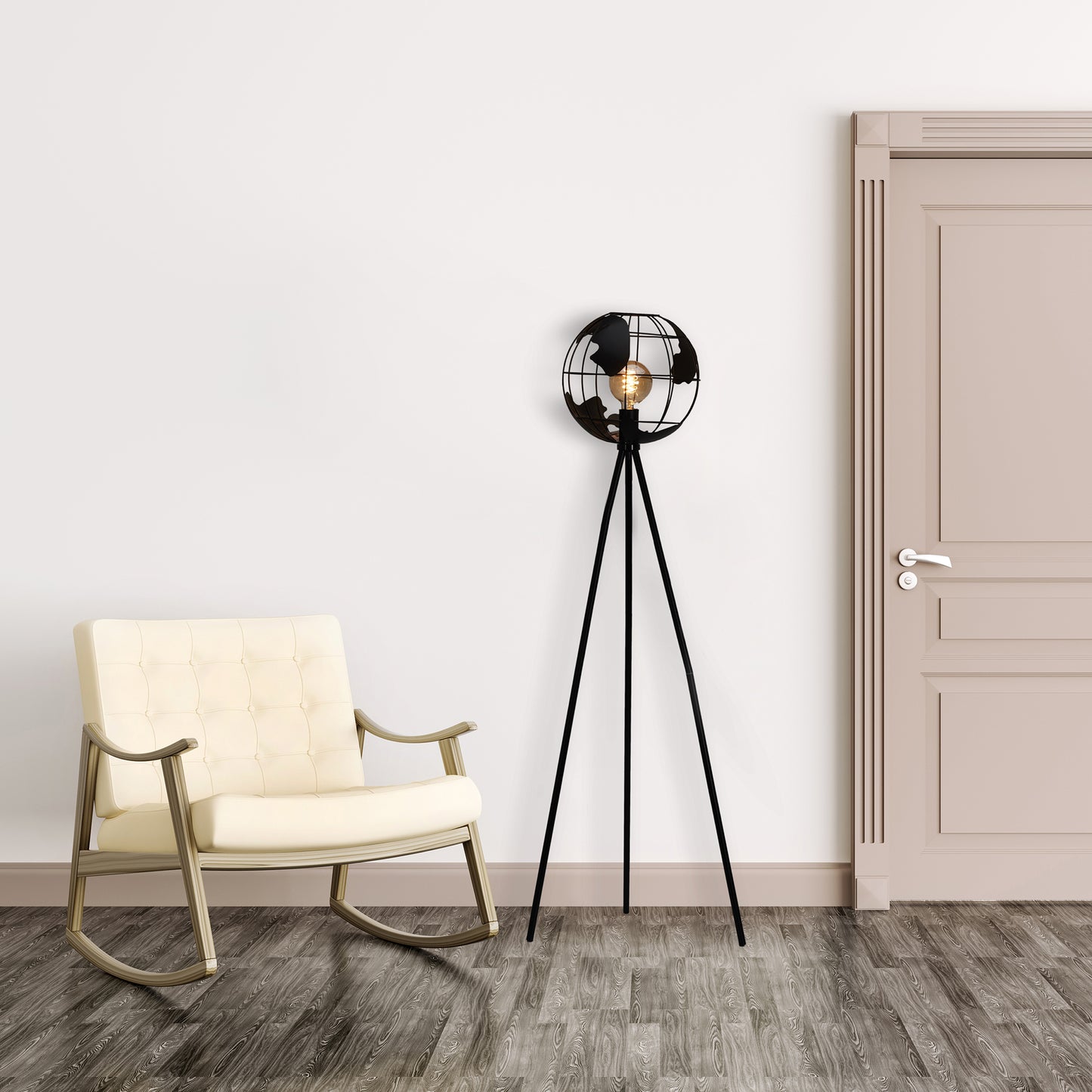 Lampadaire Metal Noir Globe