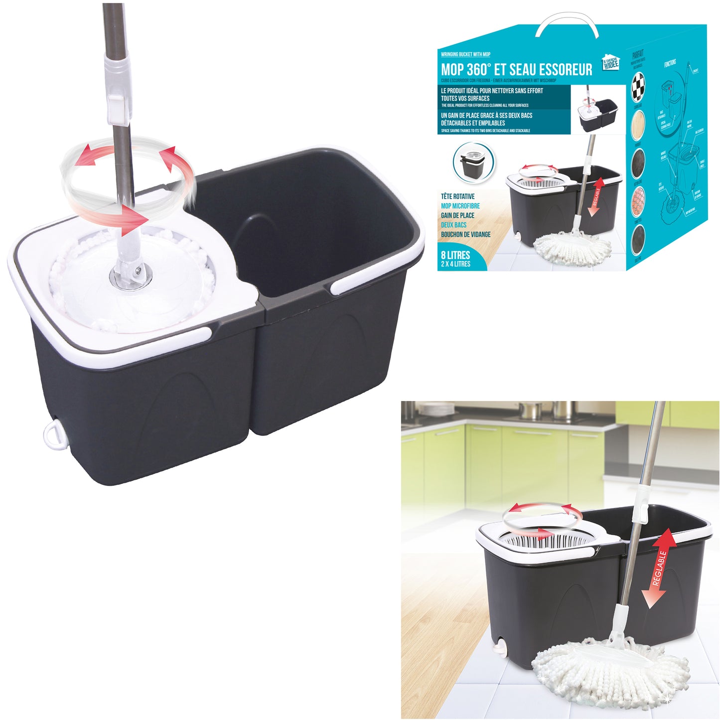 Seau Essoreur Avec Balai Mop