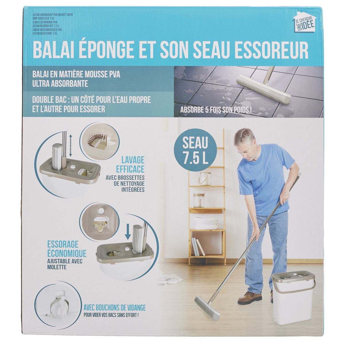 Seau Essoreur Pva Ultraabsorbant 7.5L