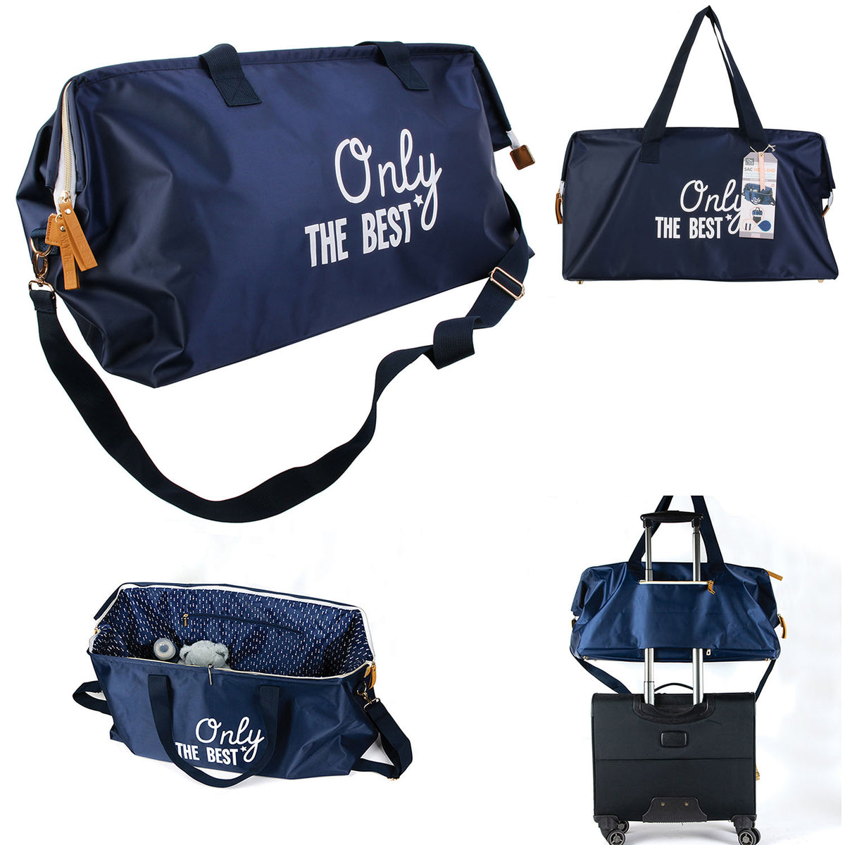 Sac Week End Famille 33X25X55Cm Bleu