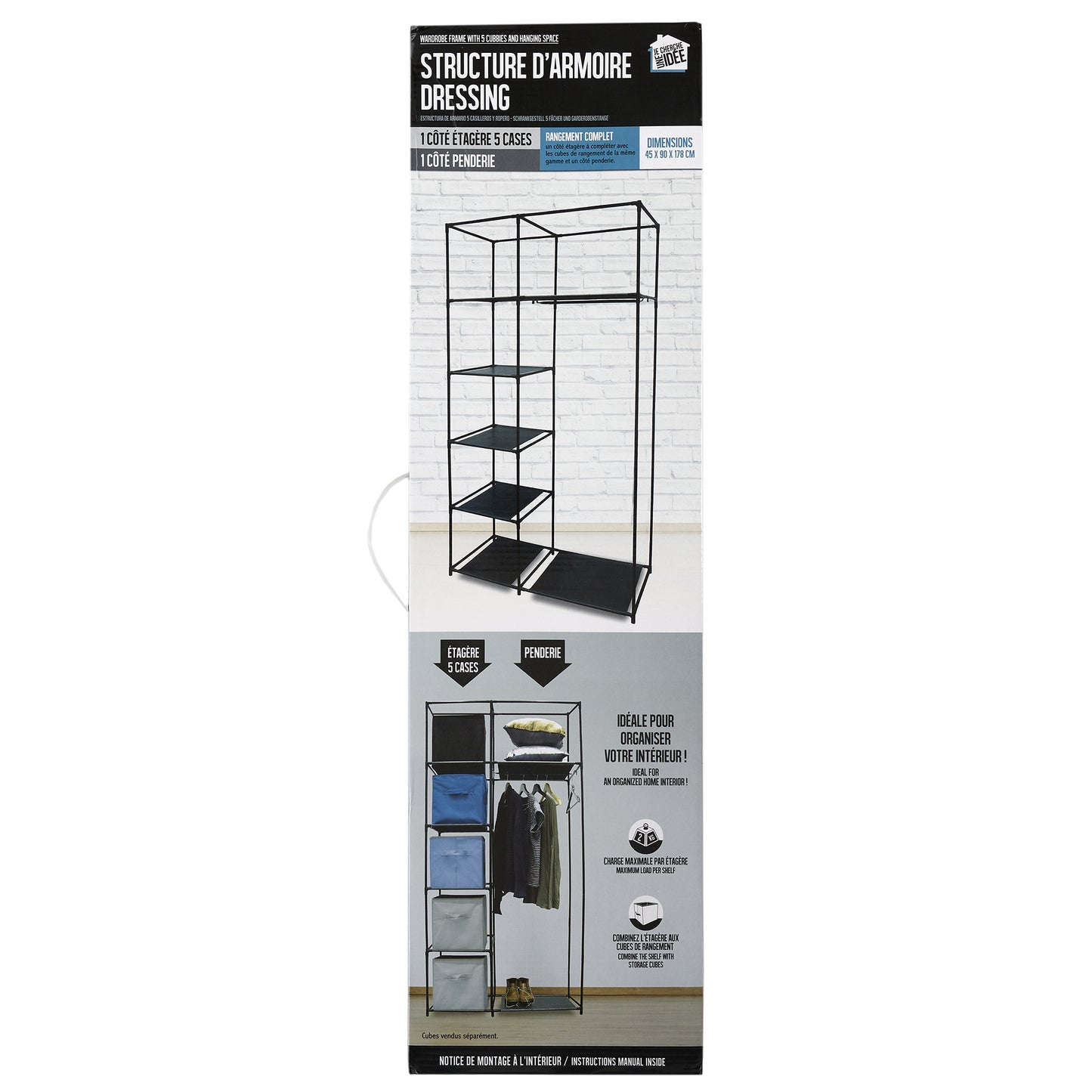 Structure Armoire 5 Cases Et 1 Penderie