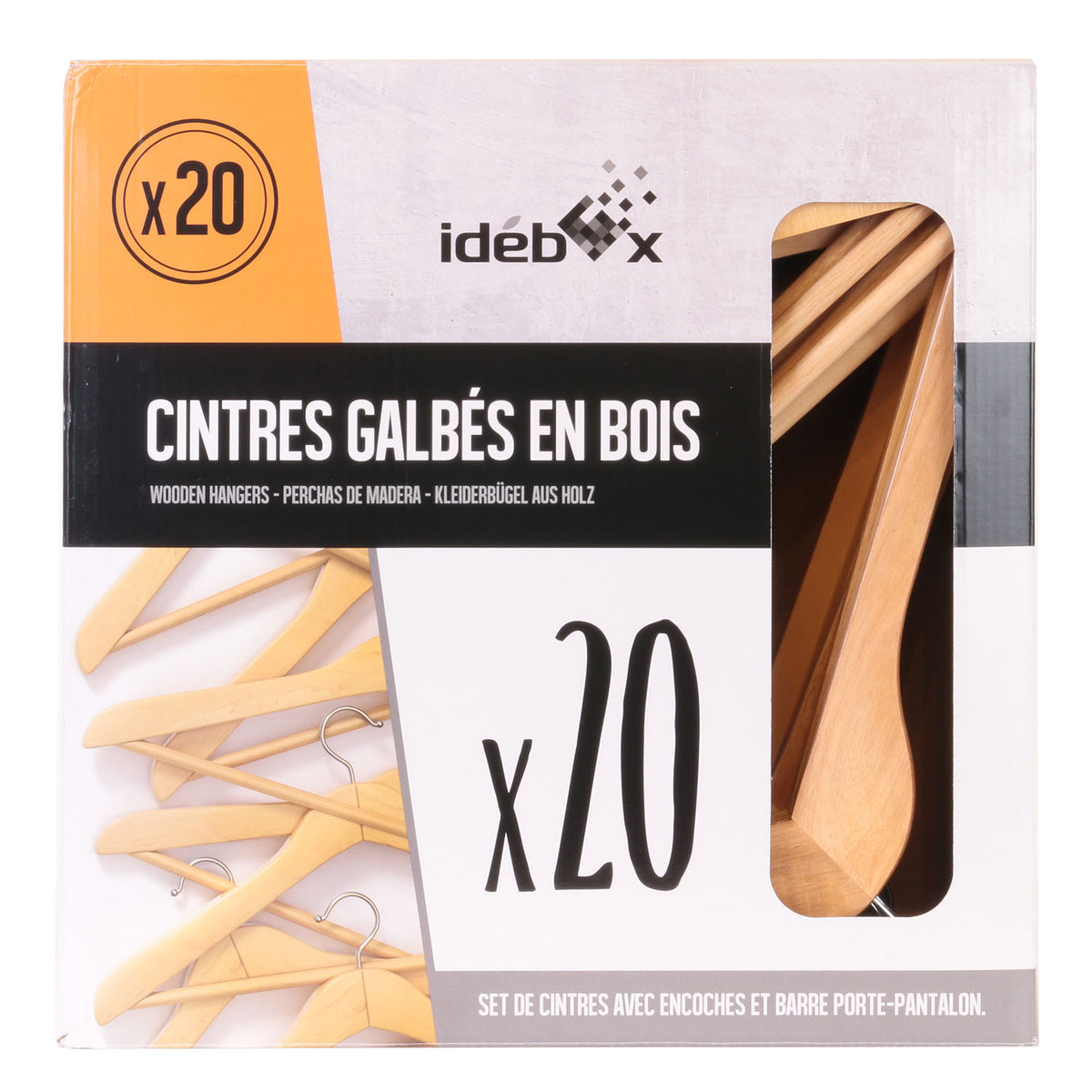 Cintre En Bois Naturel En Boite X20