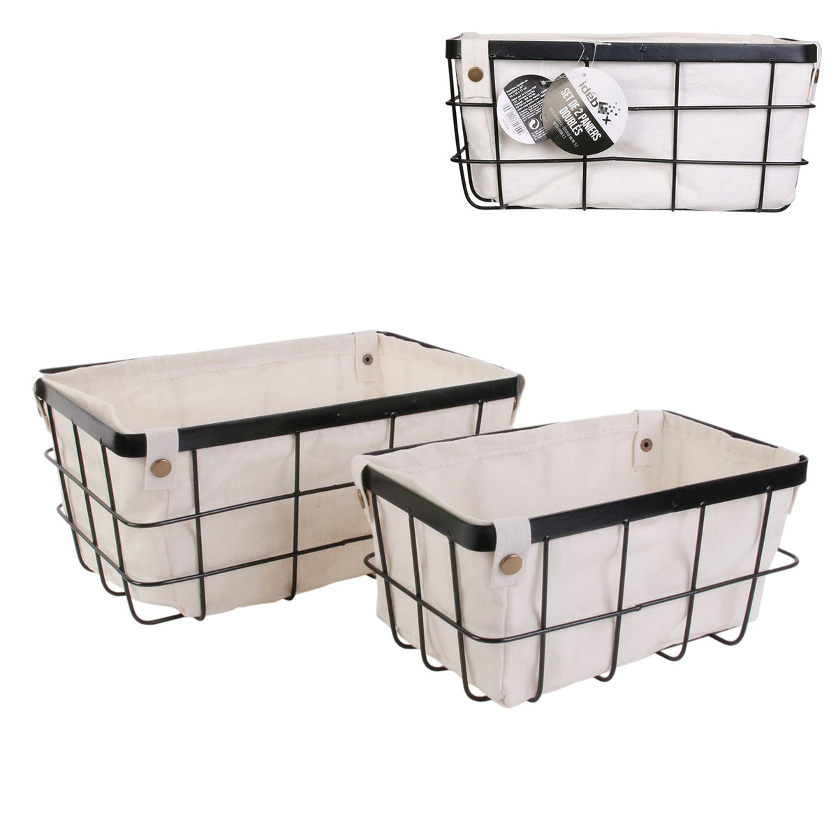 Panier Metal Filaire Avec Doublure X2