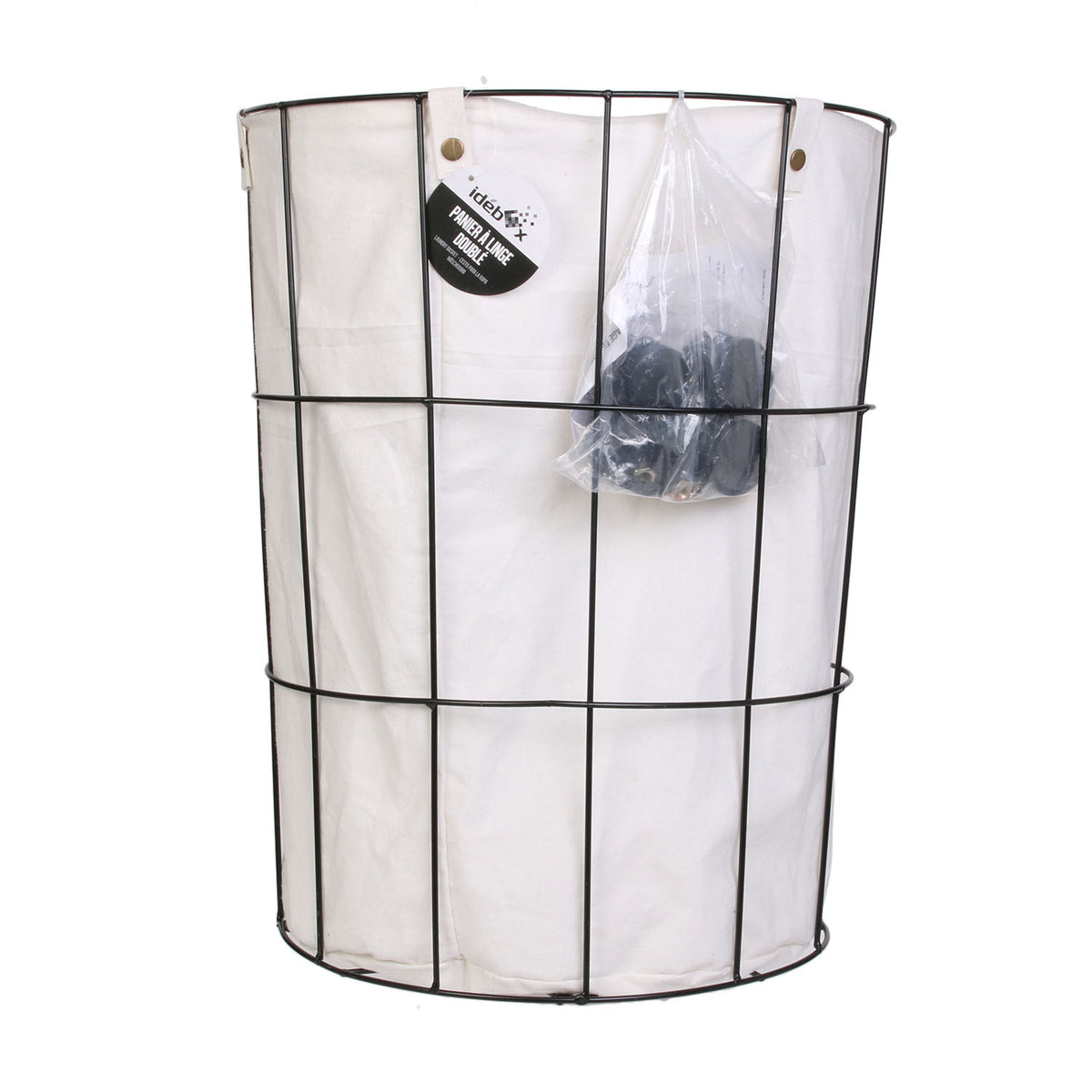 Panier Metal Filaire A Roulette Et Doublure