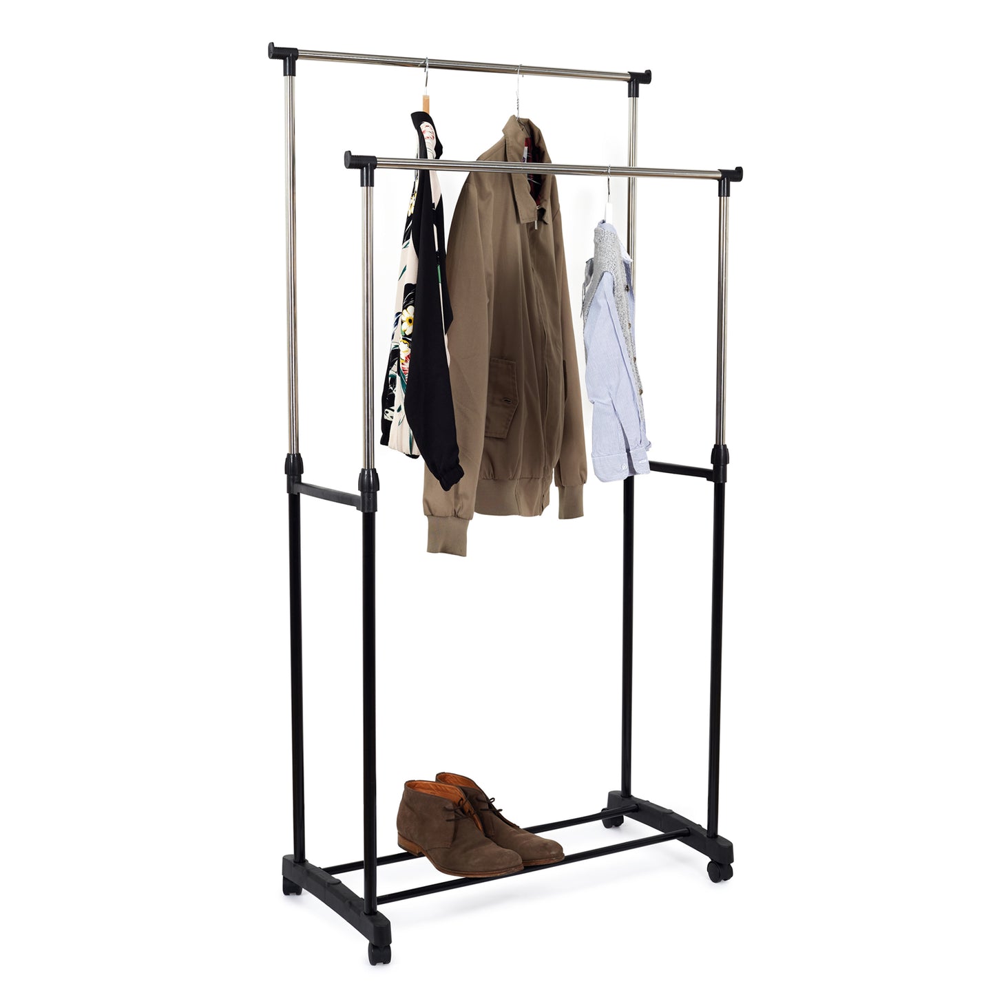 Portant Metal Roulette Double 80X43X160Cm