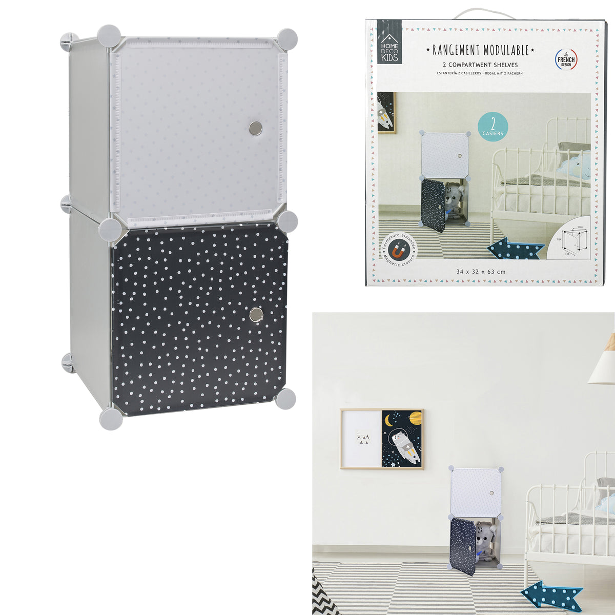 Rangement Modulable 2 Cubes Garcon