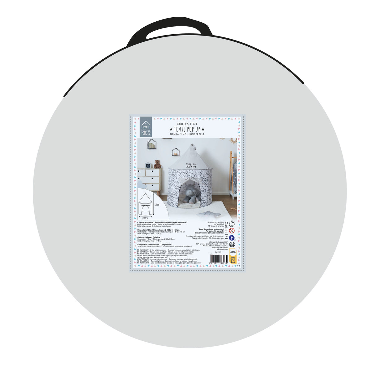 Tente Pop Up Grise 100X135Cm