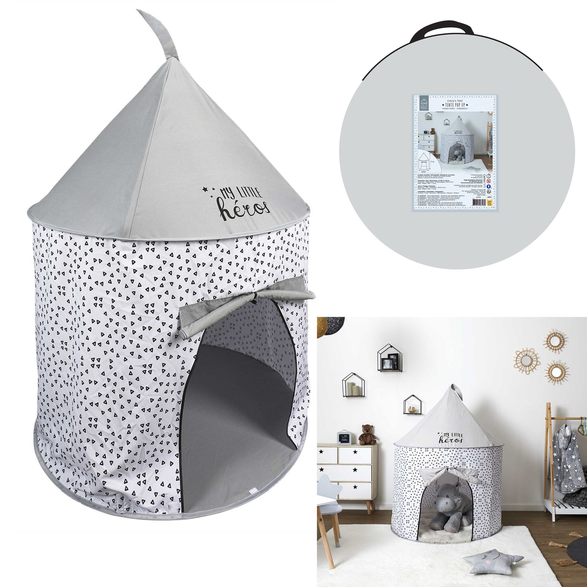 Tente Pop Up Grise 100X135Cm