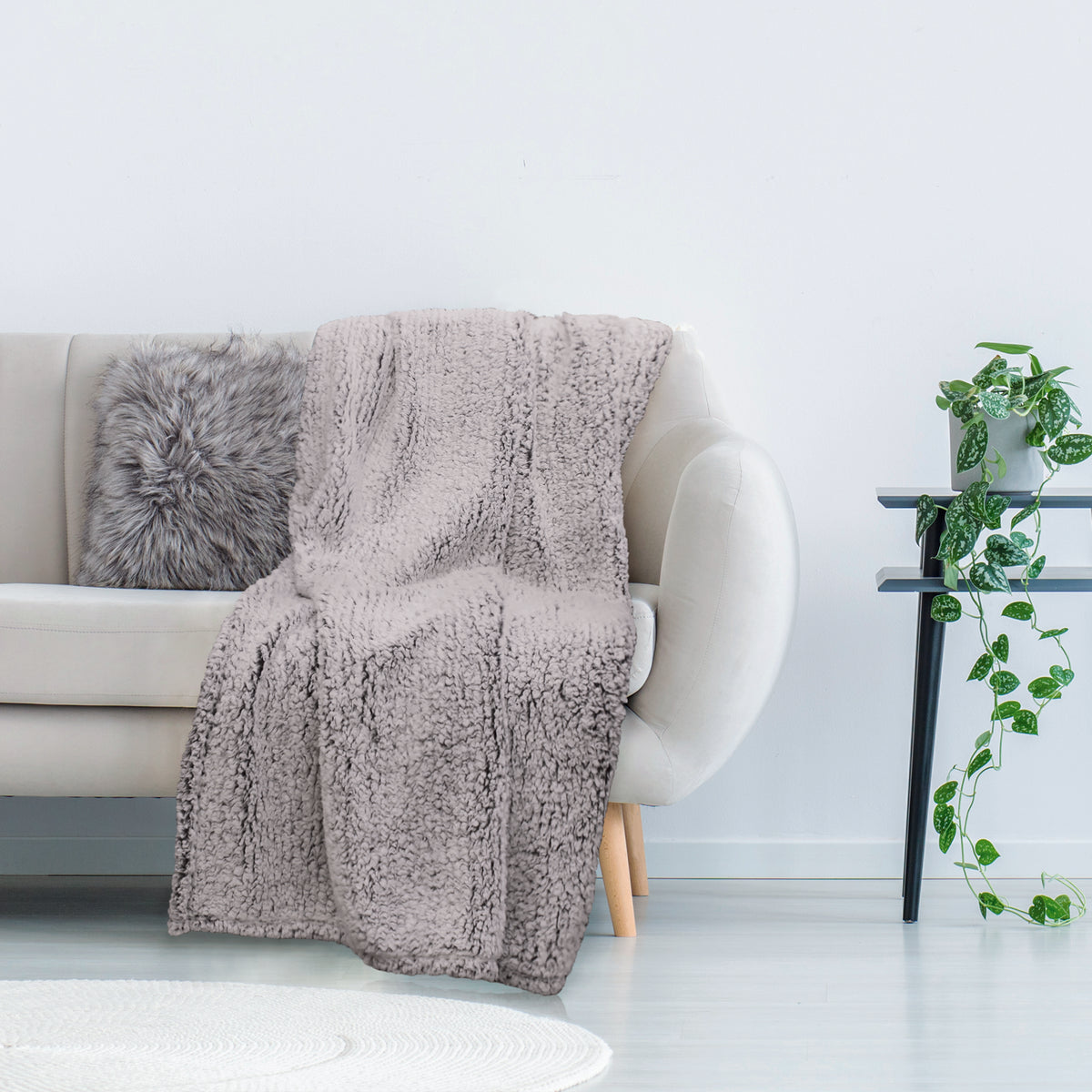 Plaid Sherpa Gris 120X150Cm