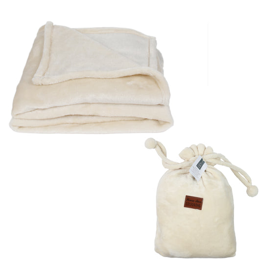 Plaid Pochon Flanelle Ecru 120X150Cm