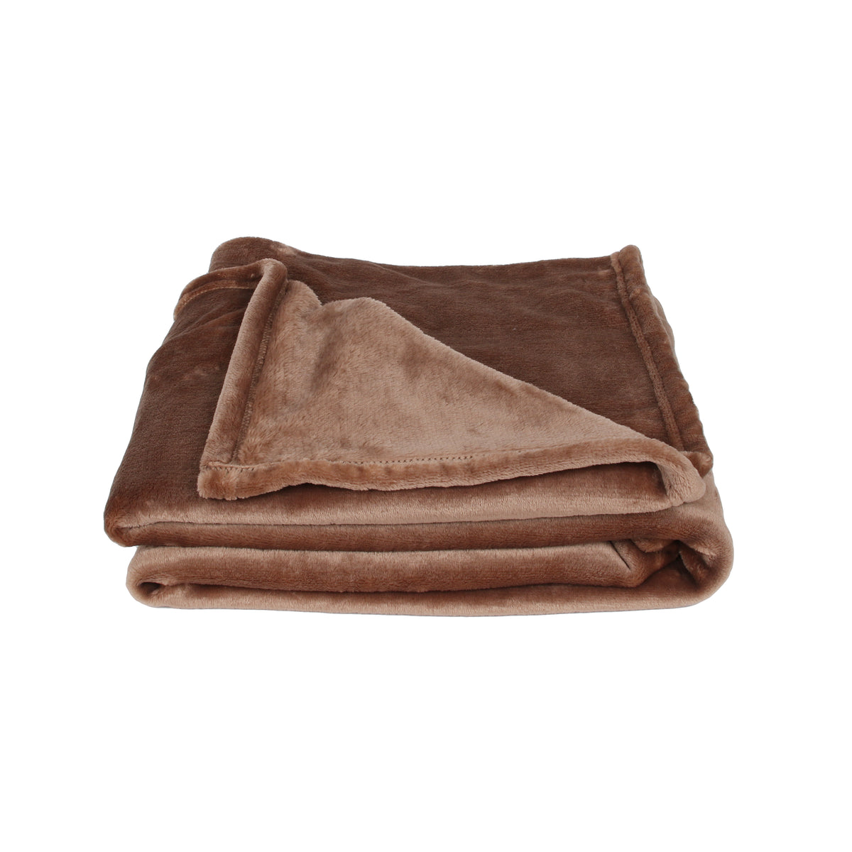 Plaid Pochon Flanelle Marron Ponpons 120X150Cm