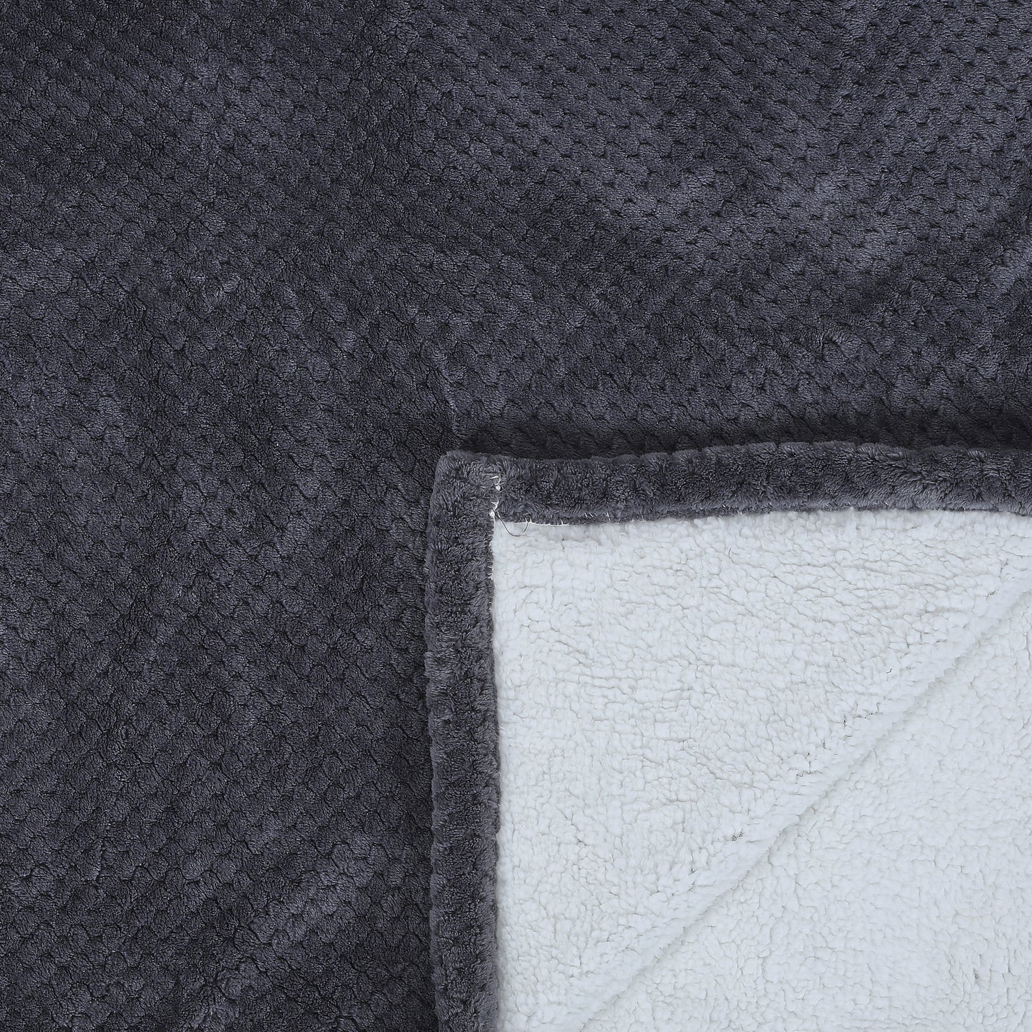 Plaid Nid Abeille Gris Sherpa Xxl 180X220Cm