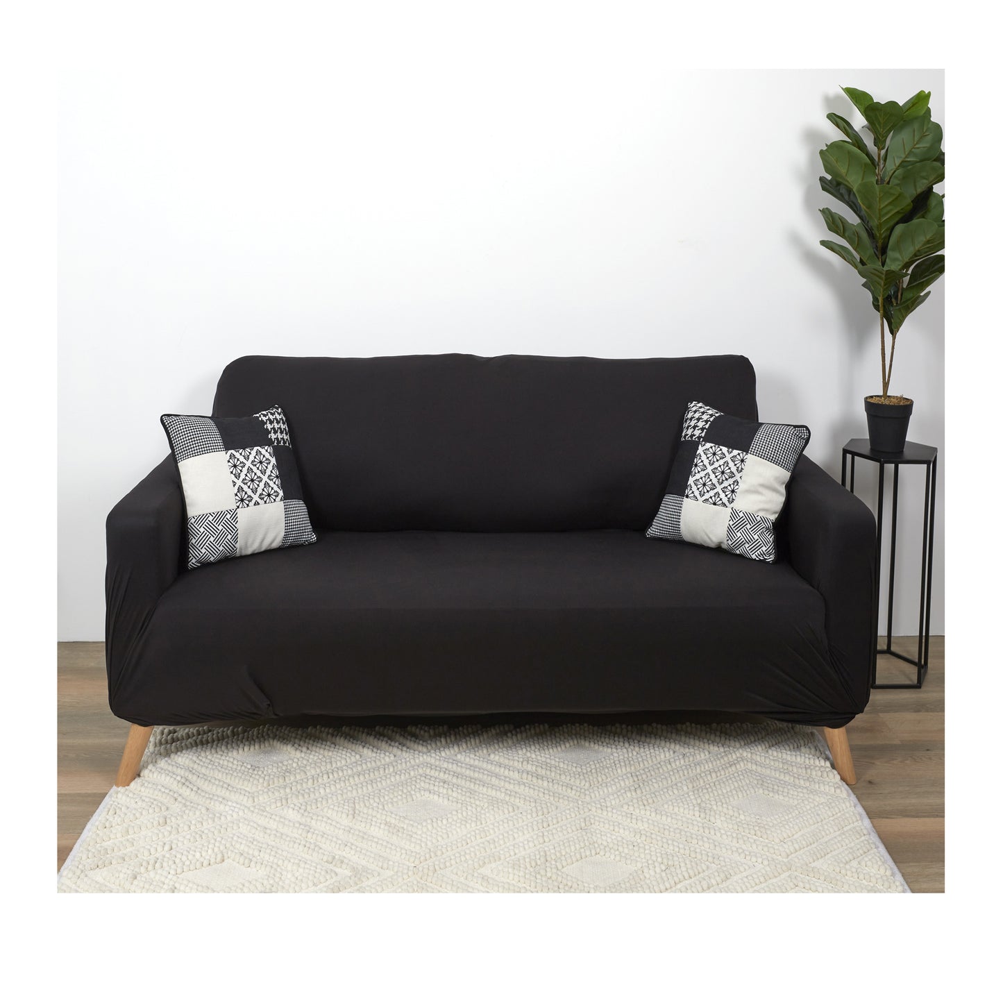 Housse Extensible Canape Deux Places Noir