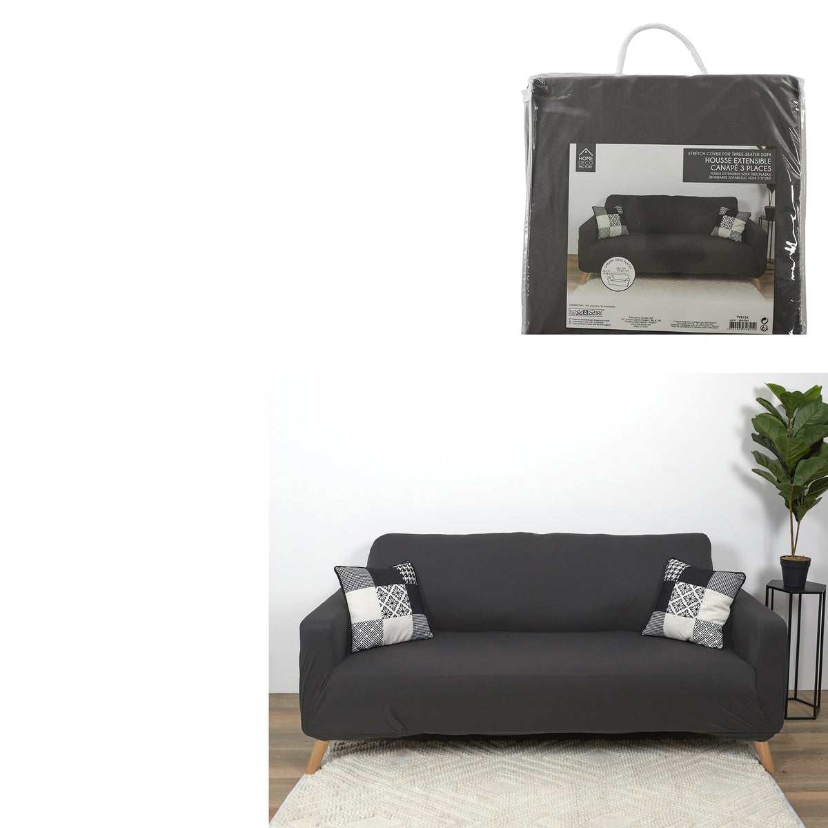 Housse Extensible Canape Trois Places Gris