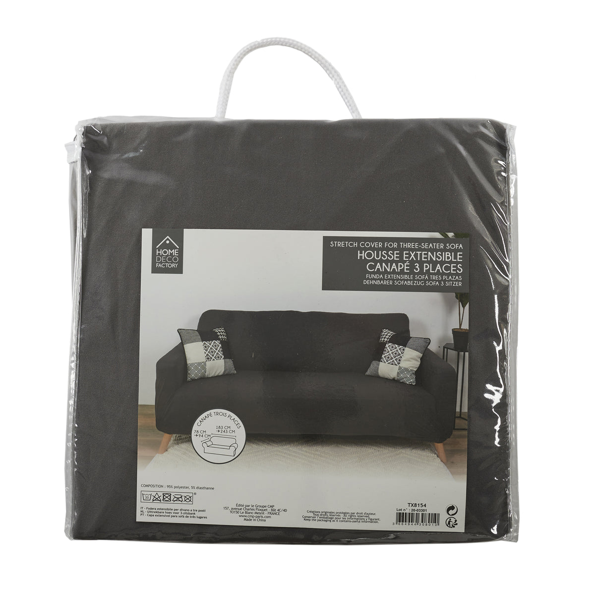 Housse Extensible Canape Trois Places Gris