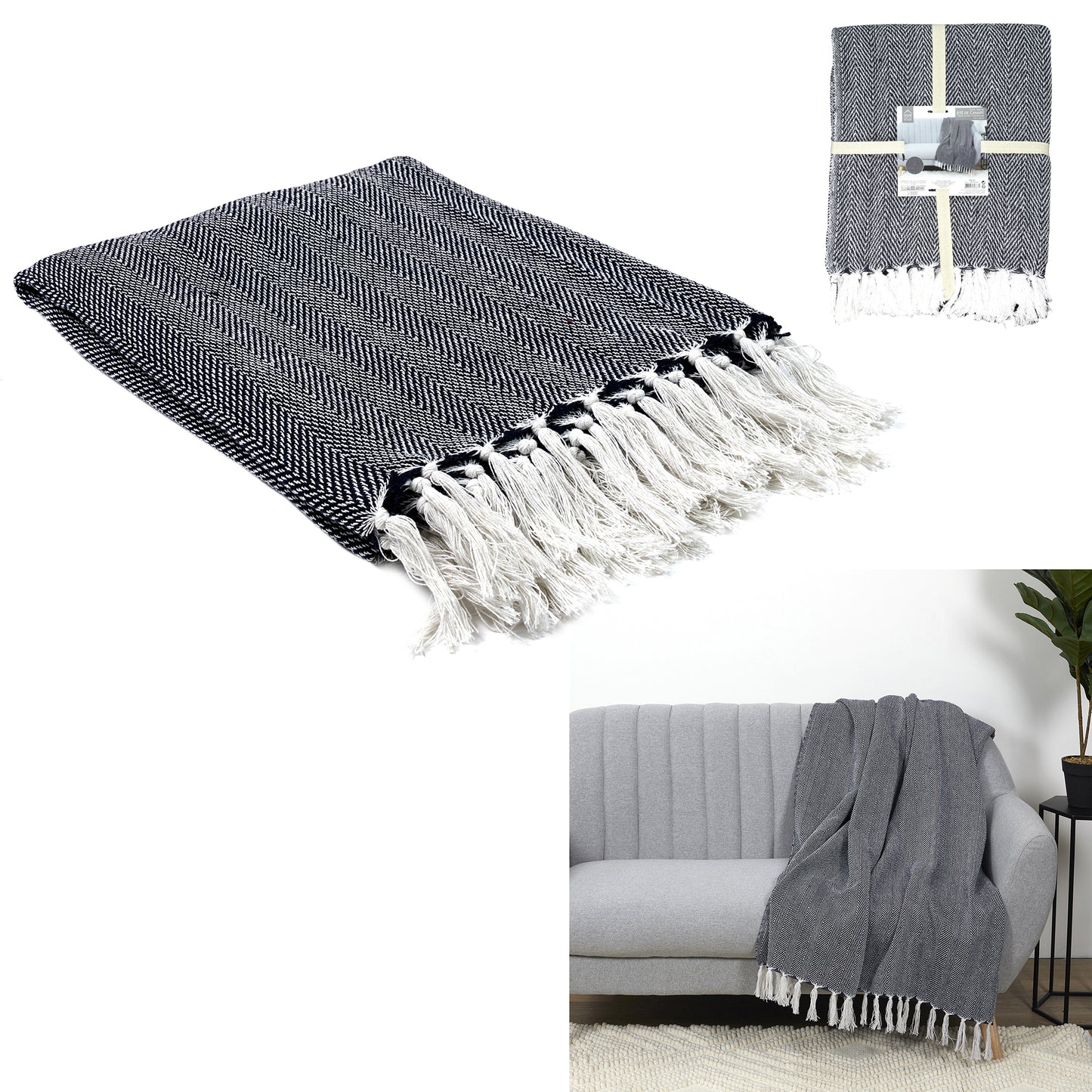 Plaid Jete Jacquard Marine 125X150Cm
