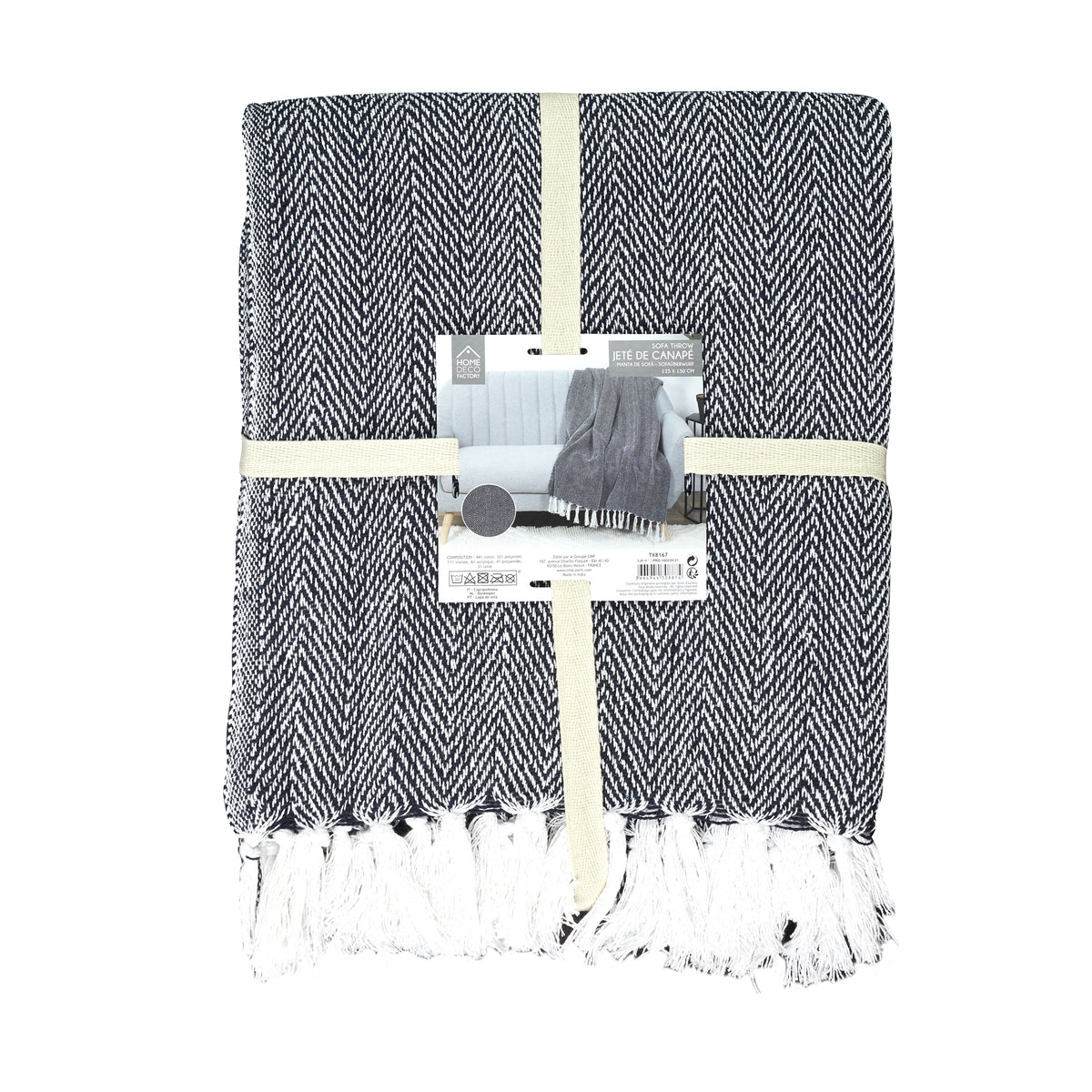 Plaid Jete Jacquard Marine 125X150Cm