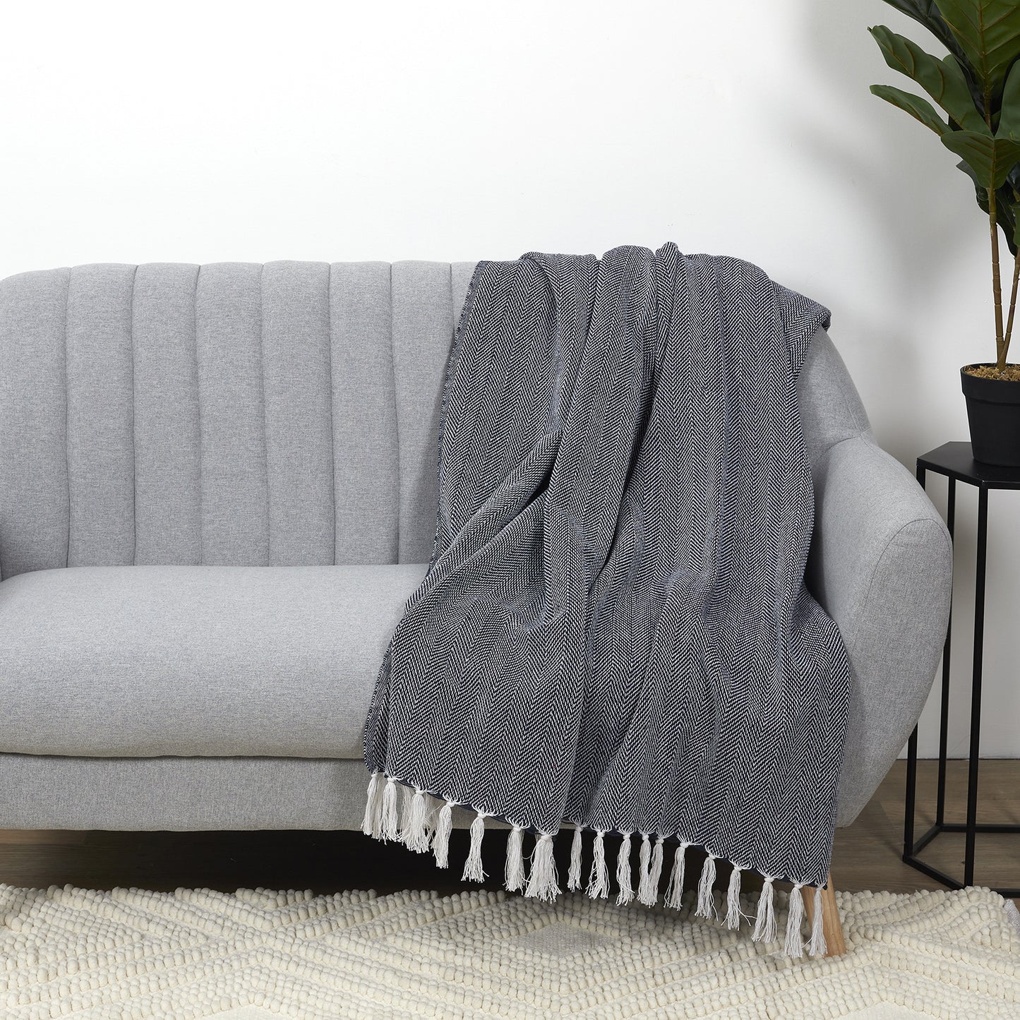 Plaid Jete Jacquard Marine 125X150Cm