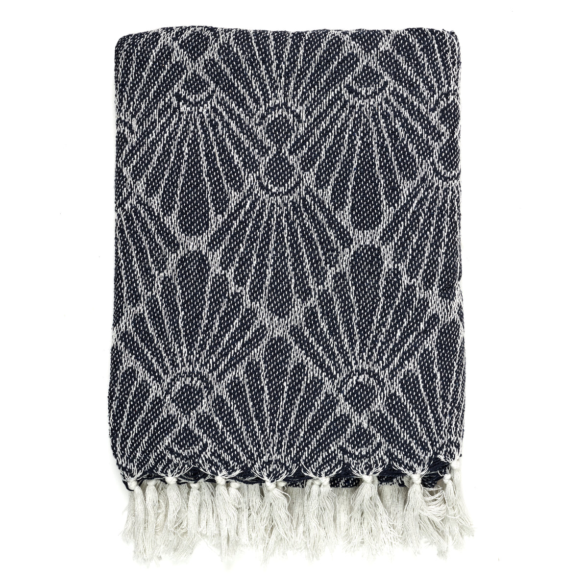 Plaid Jete Jacquard Geometrique Bleu 125X150Cm