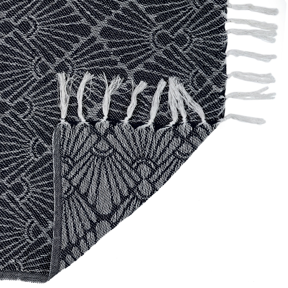 Plaid Jete Jacquard Geometrique Bleu 125X150Cm
