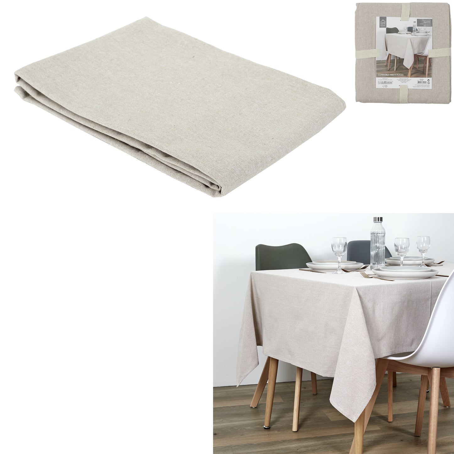 Nappe Coton Beige 140X250Cm