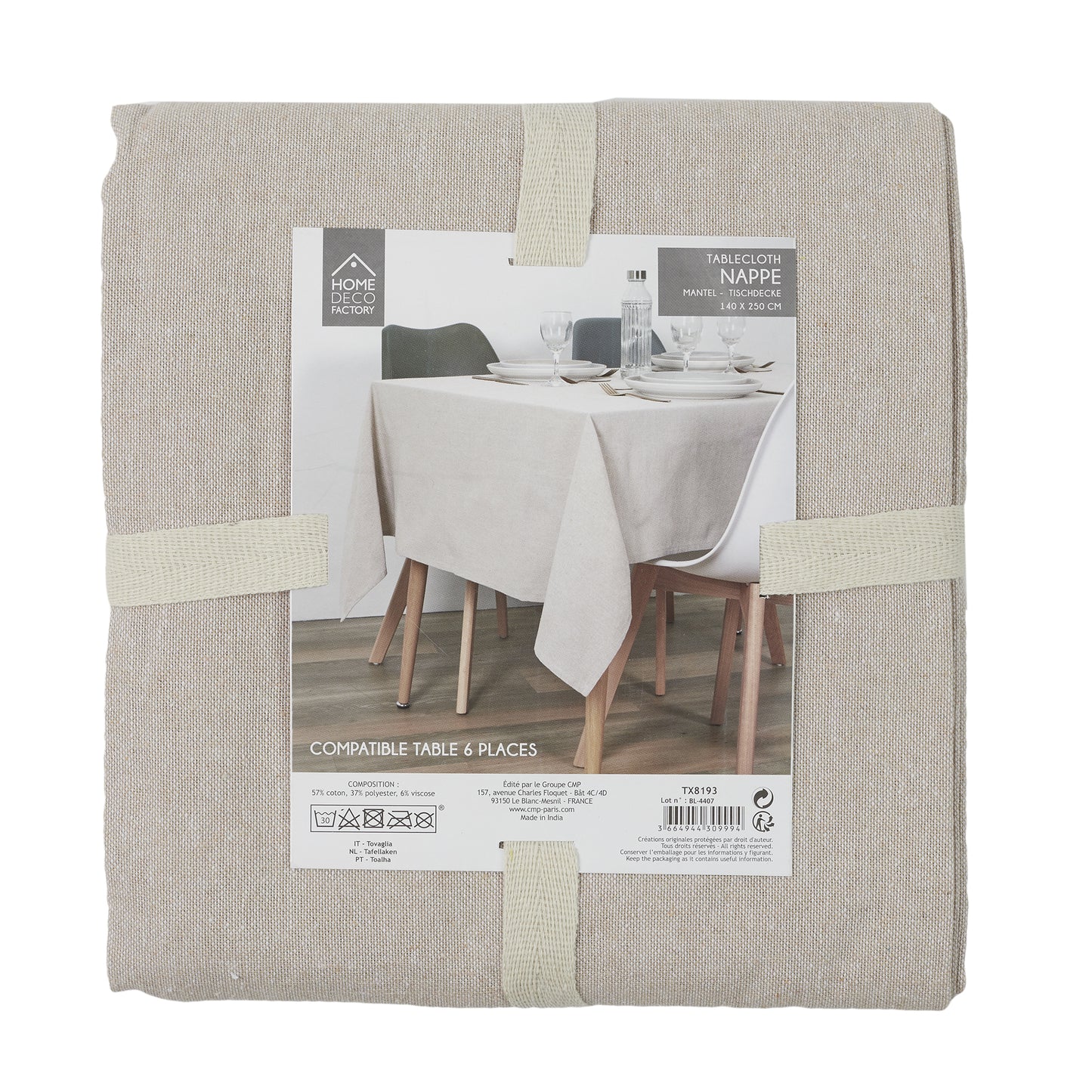 Nappe Coton Beige 140X250Cm