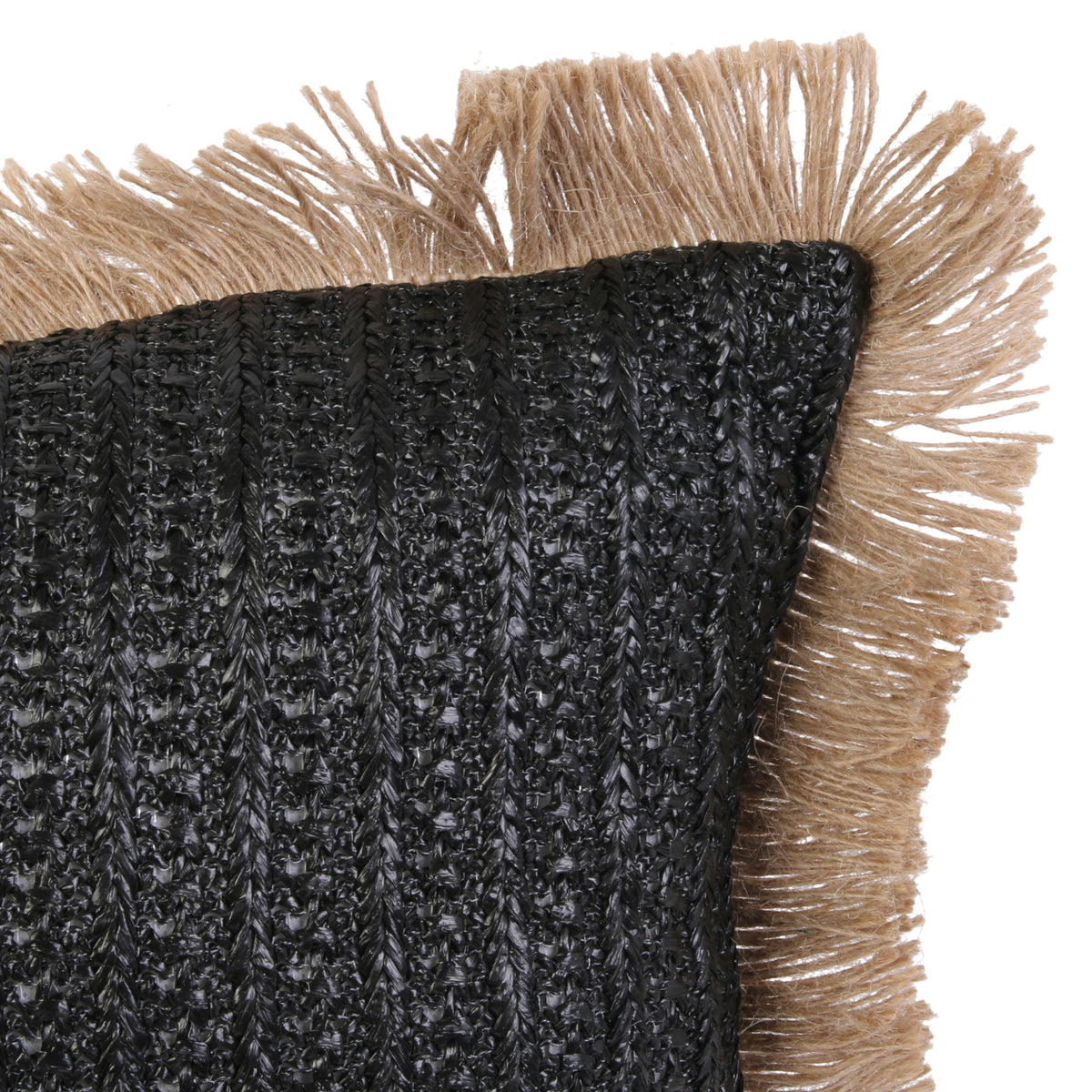 Coussin Raphia Noir Dehoussable 40X40Cm