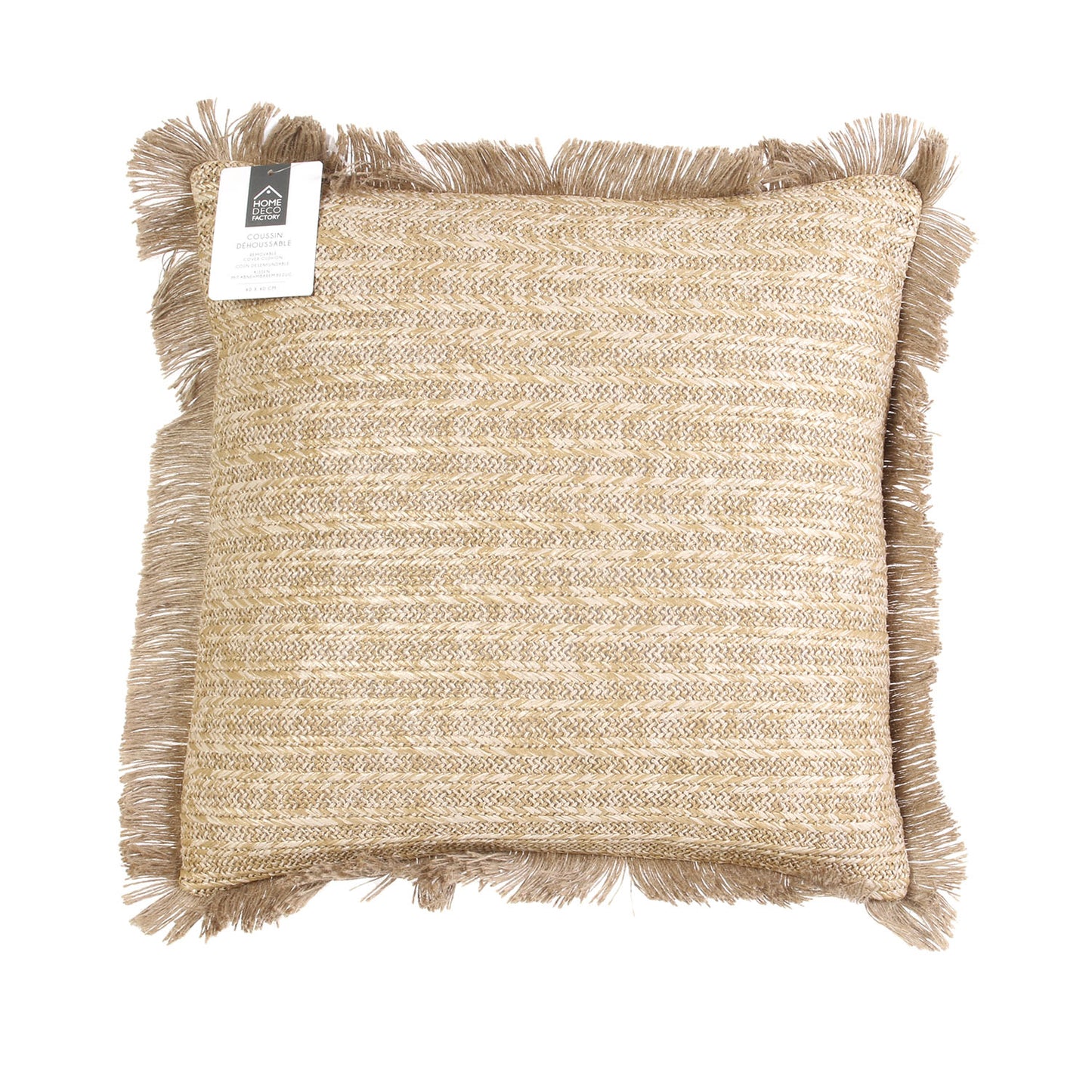 Coussin Raphia Naturel Dehoussable 40X40Cm