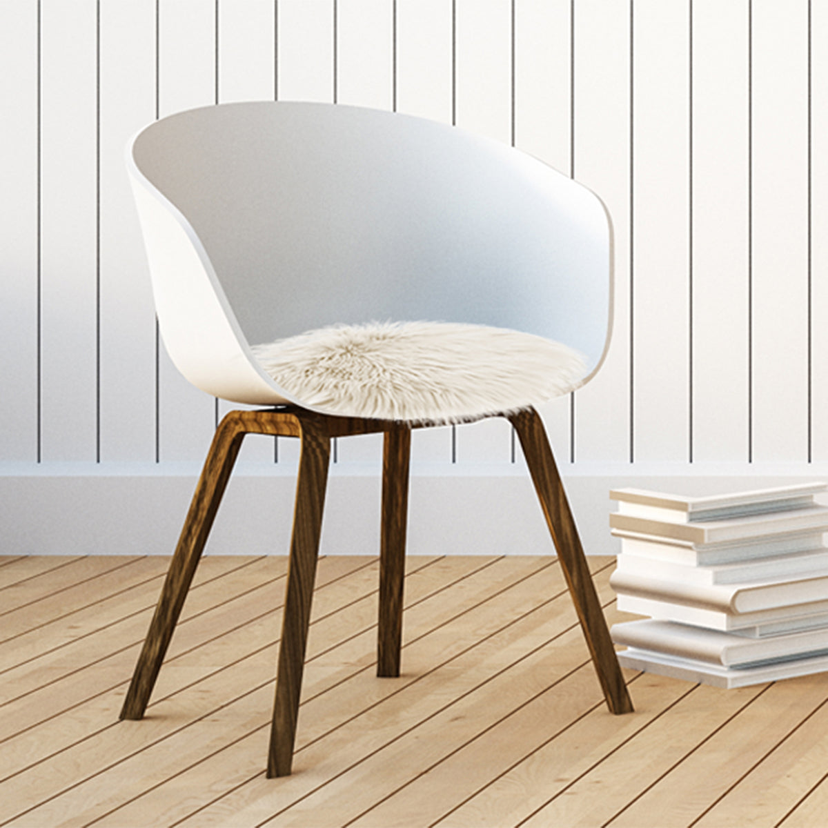 Galette Chaise Fourrure Ecru 38Cm X6