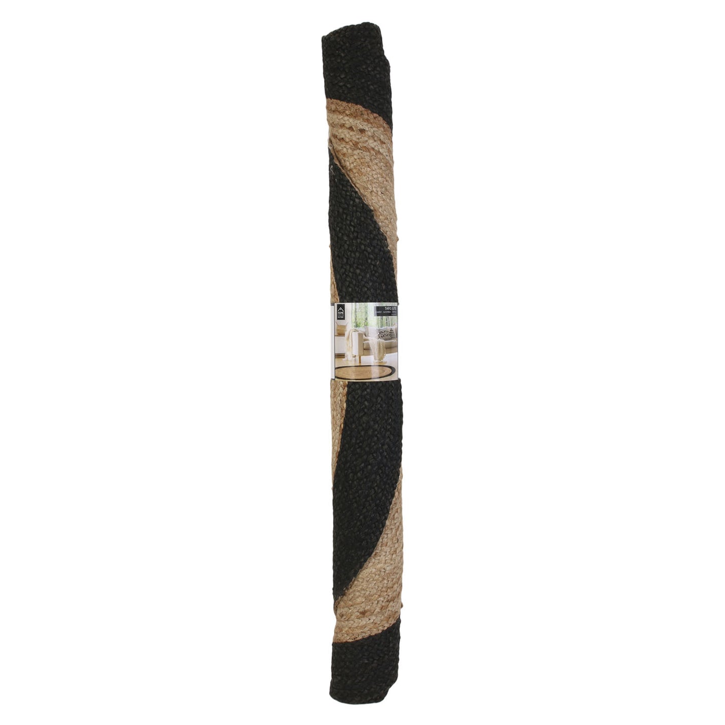 Tapis Rond Jute Bord Noir 120Cm