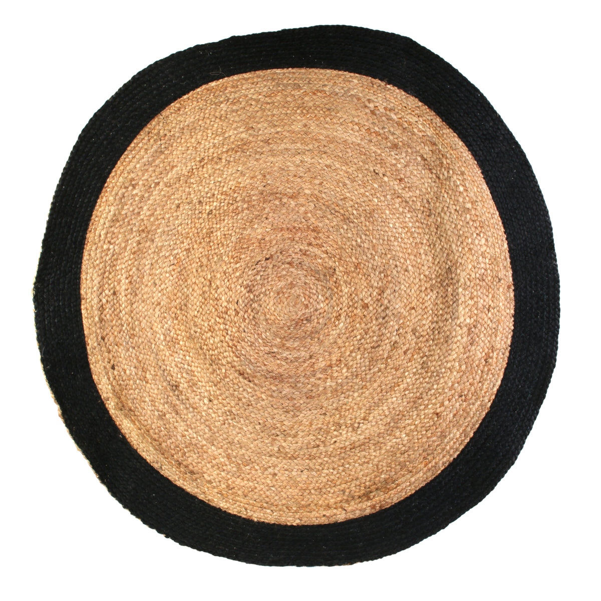 Tapis Rond Jute Bord Noir 120Cm