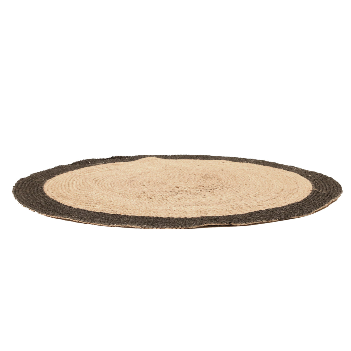 Tapis Rond Jute Bord Noir 120Cm