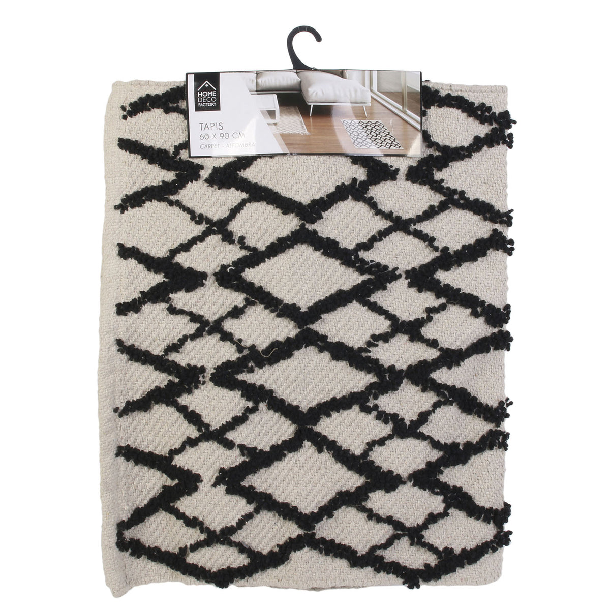 Tapis Berbere Relief Losange Fond Beige 60X90Cm