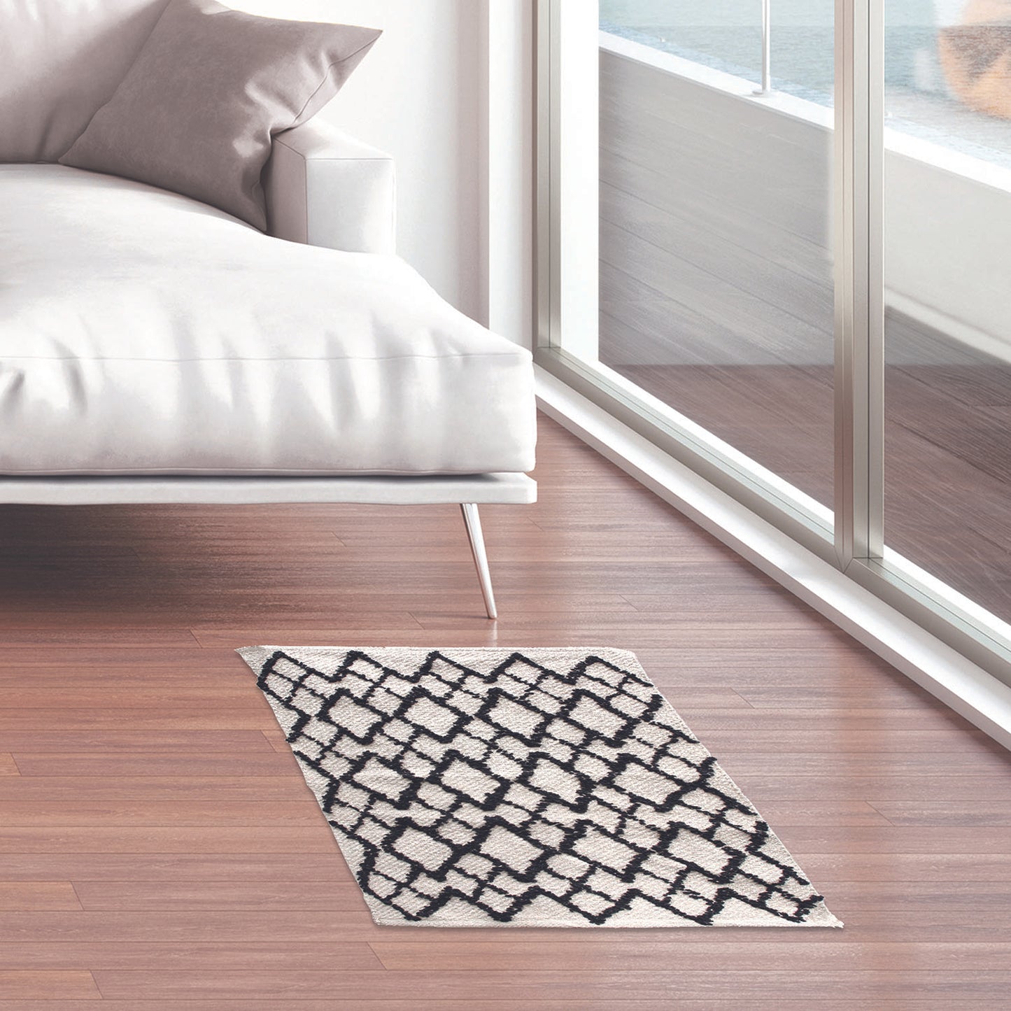 Tapis Berbere Relief Losange Fond Beige 60X90Cm