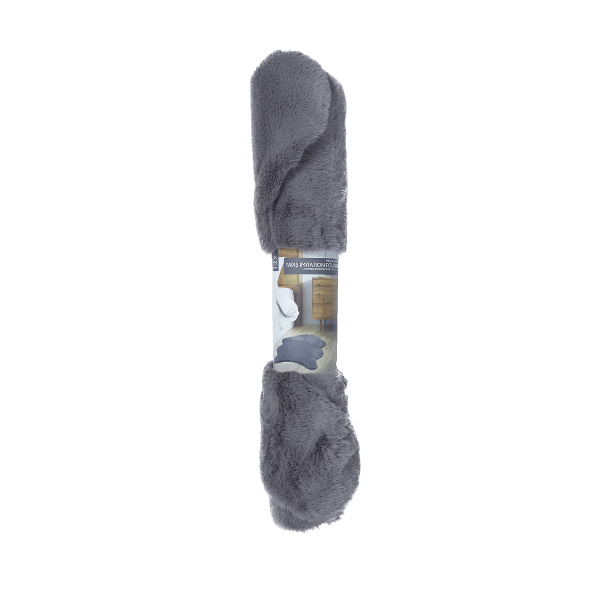 Tapis Imitation Fourrure Poil Fin Gris 60X90Cm