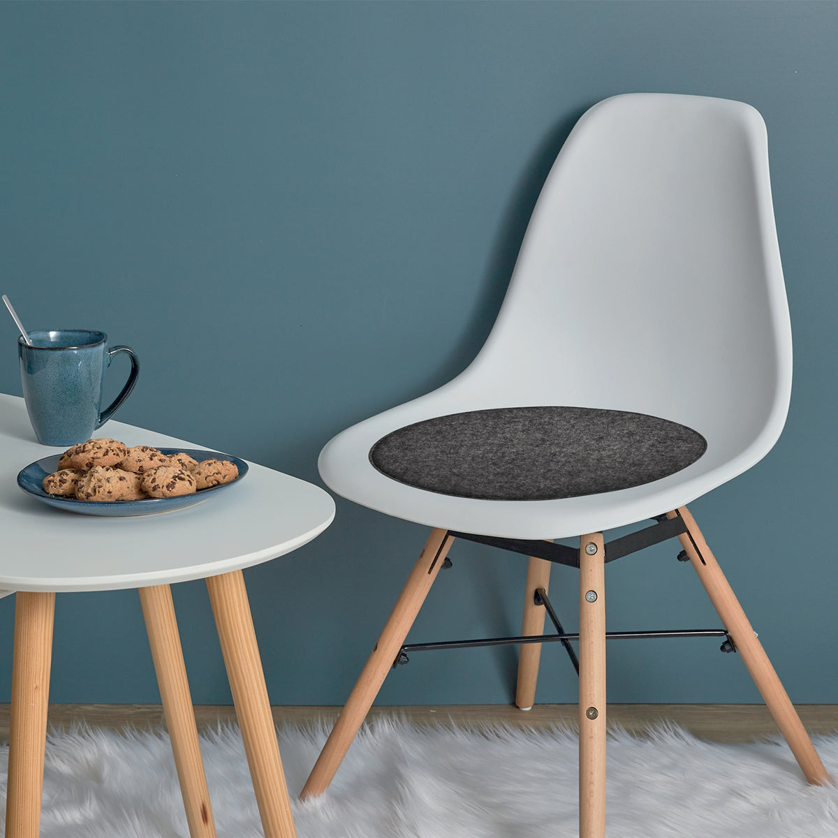 Lot De 6 Galettes Chaise Feutrine Gris 34Cm