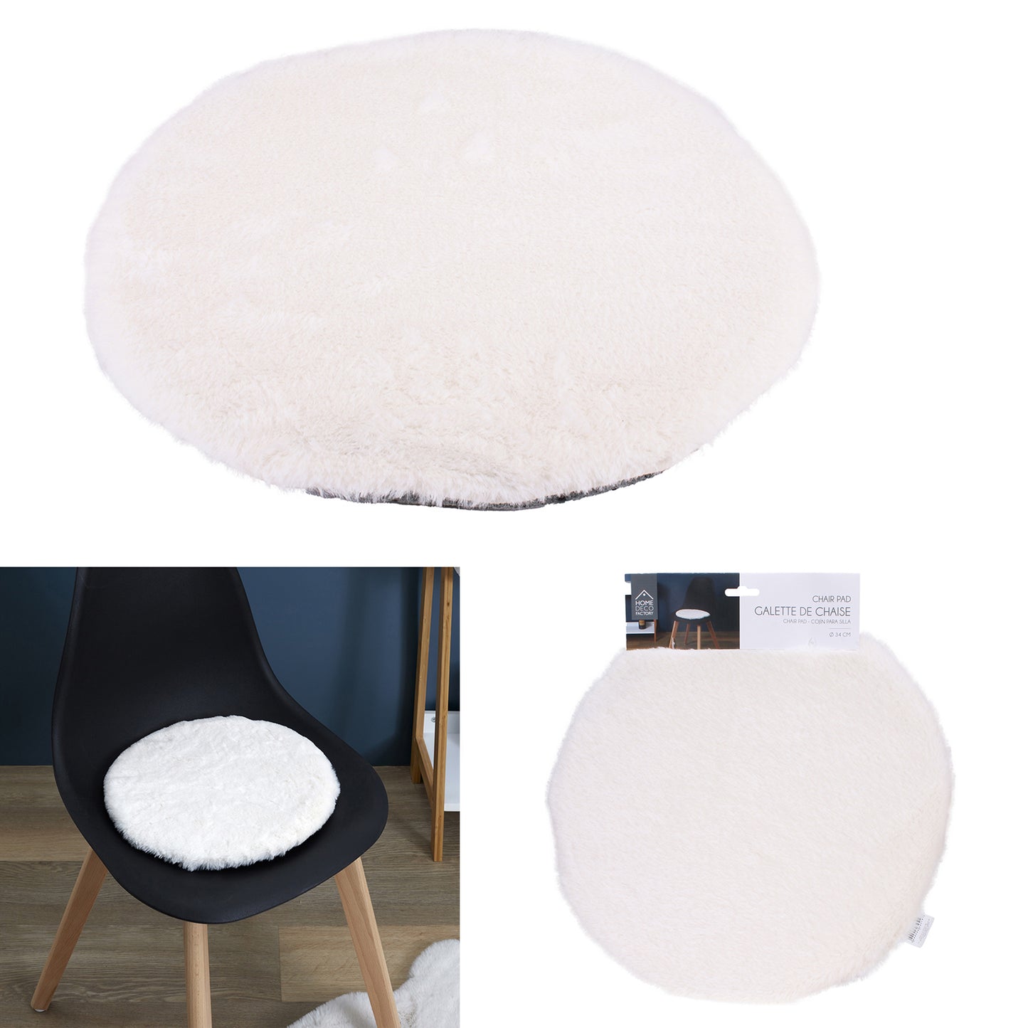 Lot De 6 Galettes Chaise Imit Four Fin Ecru 34C