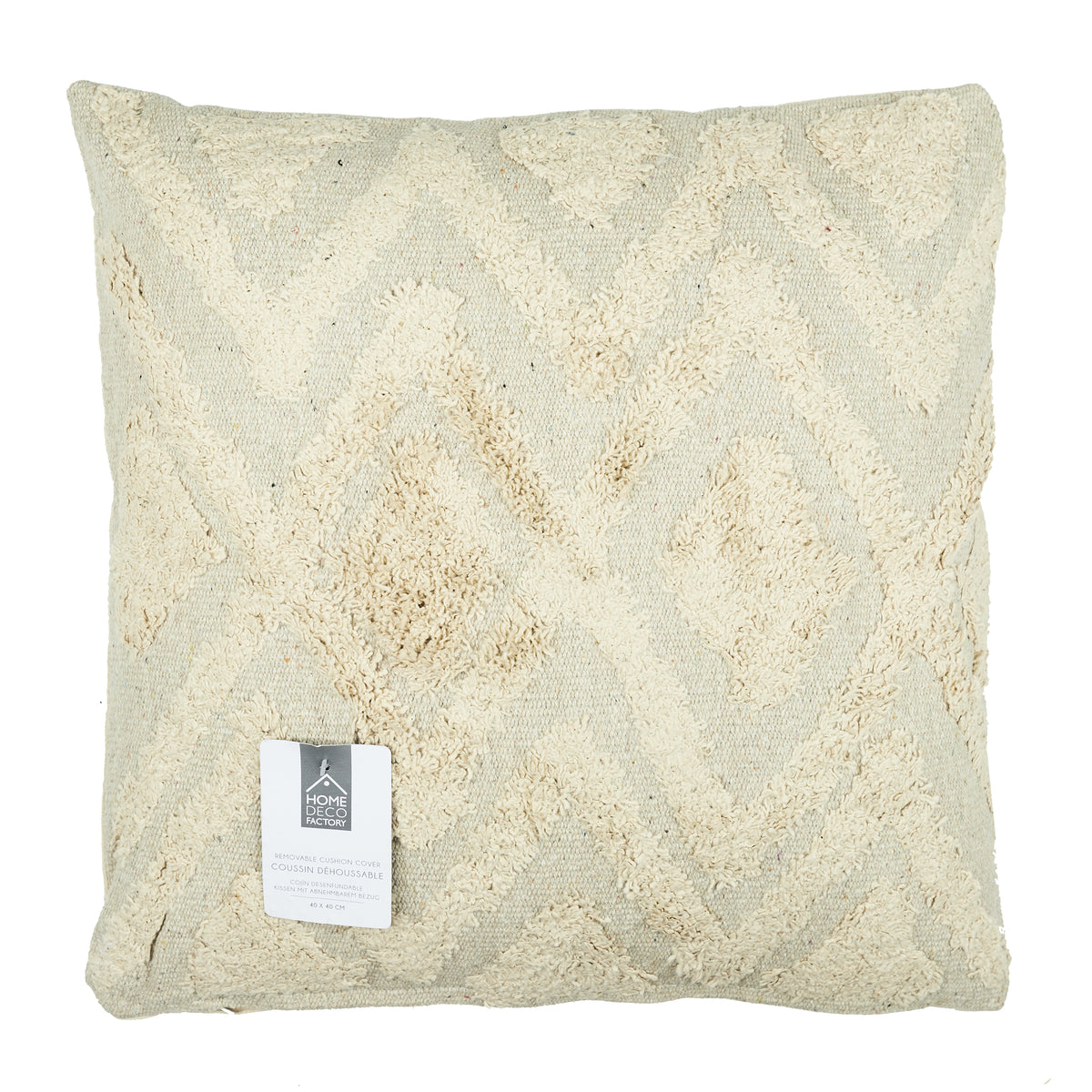 Coussin Ethnique Relief Losange Ecru 40X40Cm