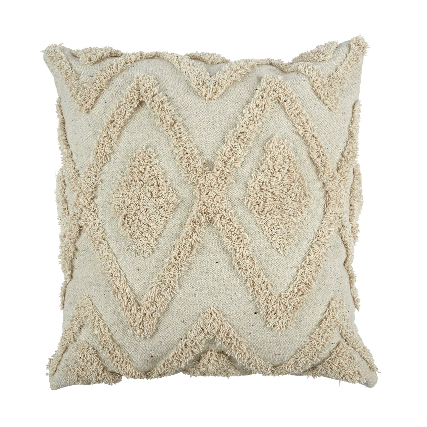 Coussin Ethnique Relief Losange Ecru 40X40Cm