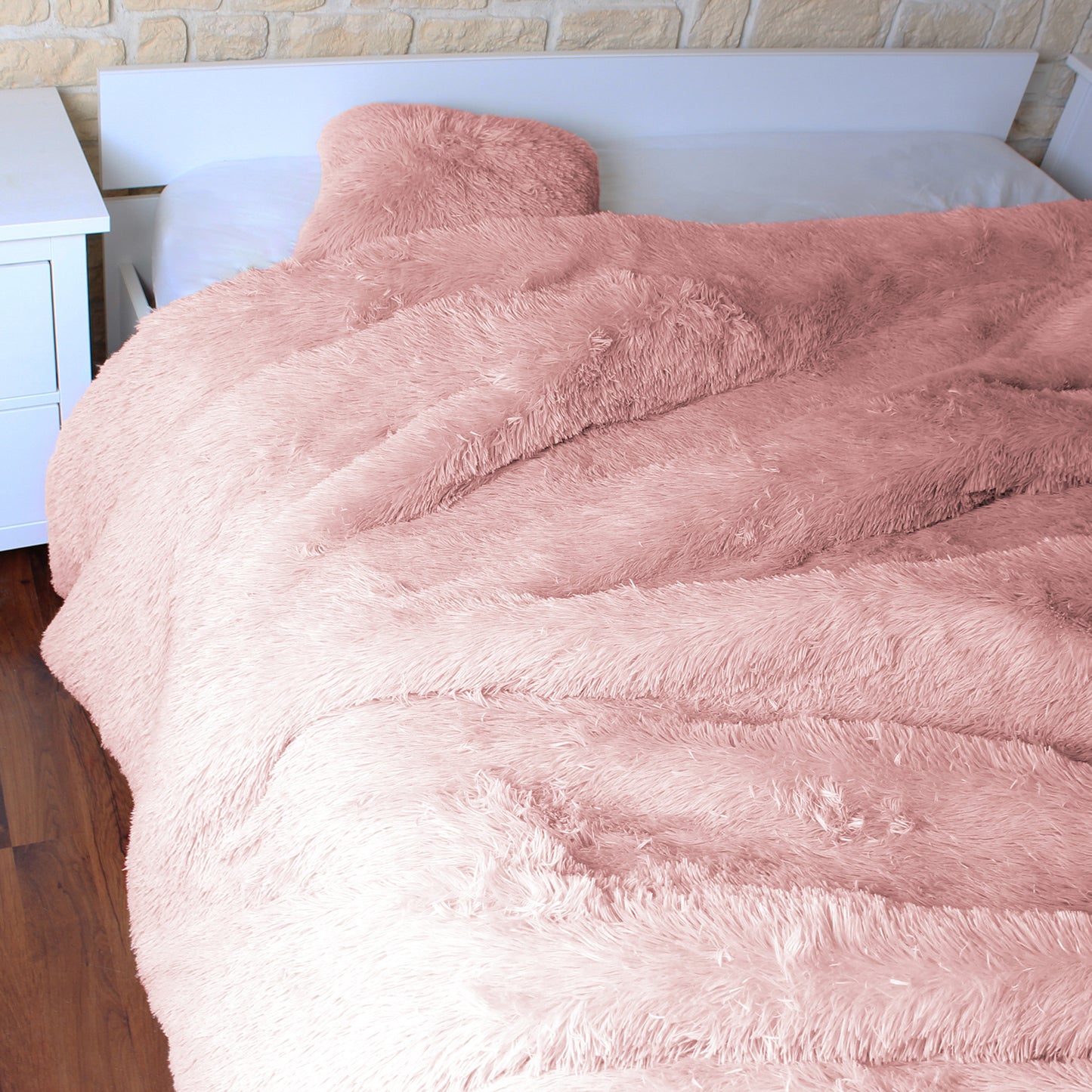 Couvre Lit Poils Longs Rose 220X240Cm