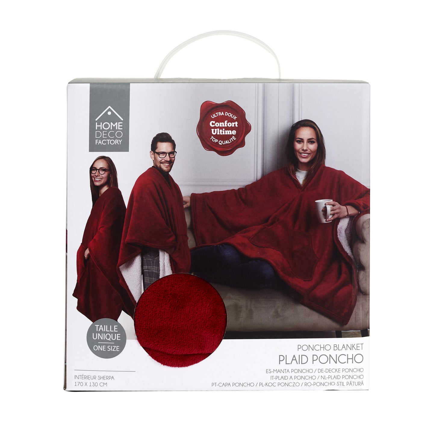 Plaid Poncho Rouge
