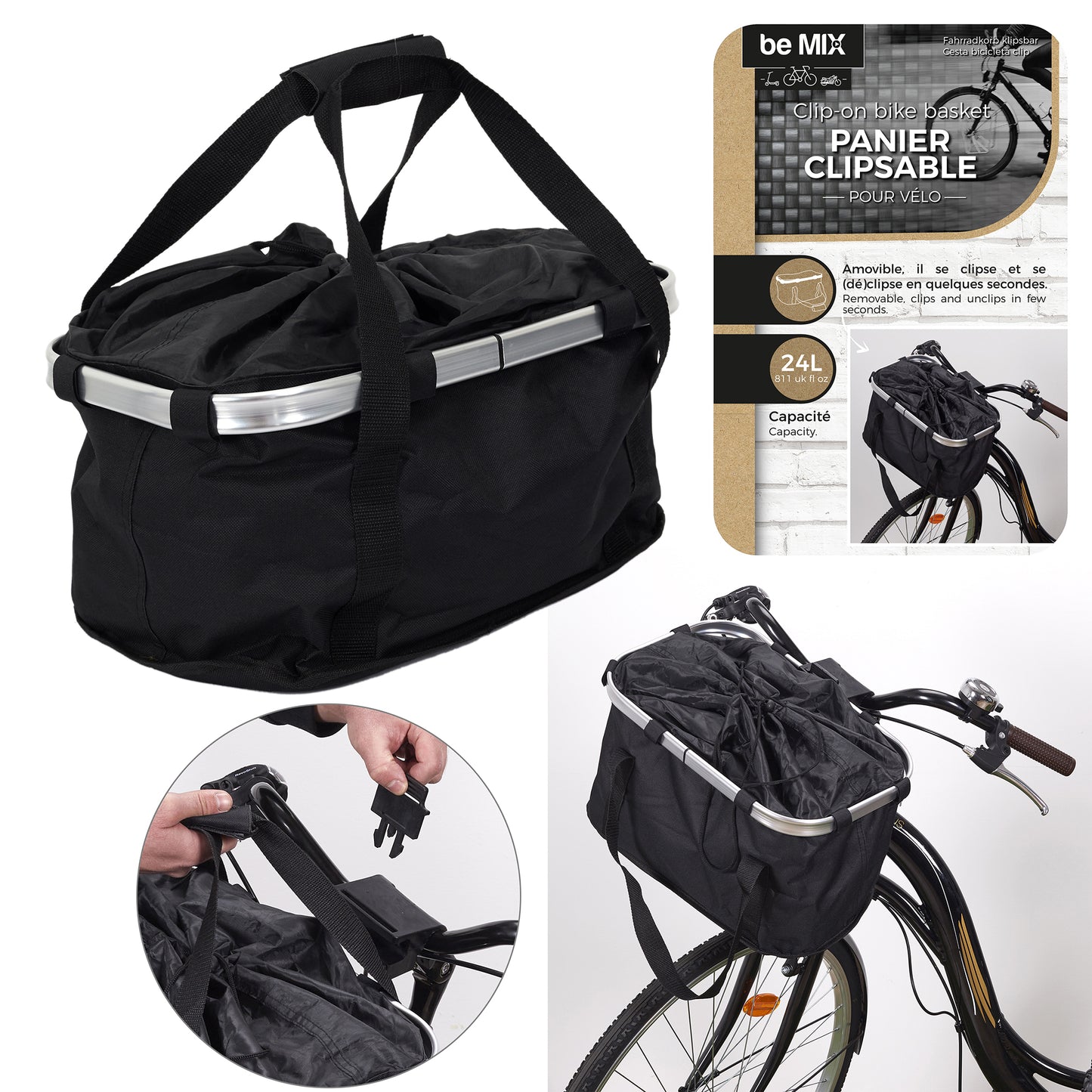 Panier Velo Polyester Clipsable 24L
