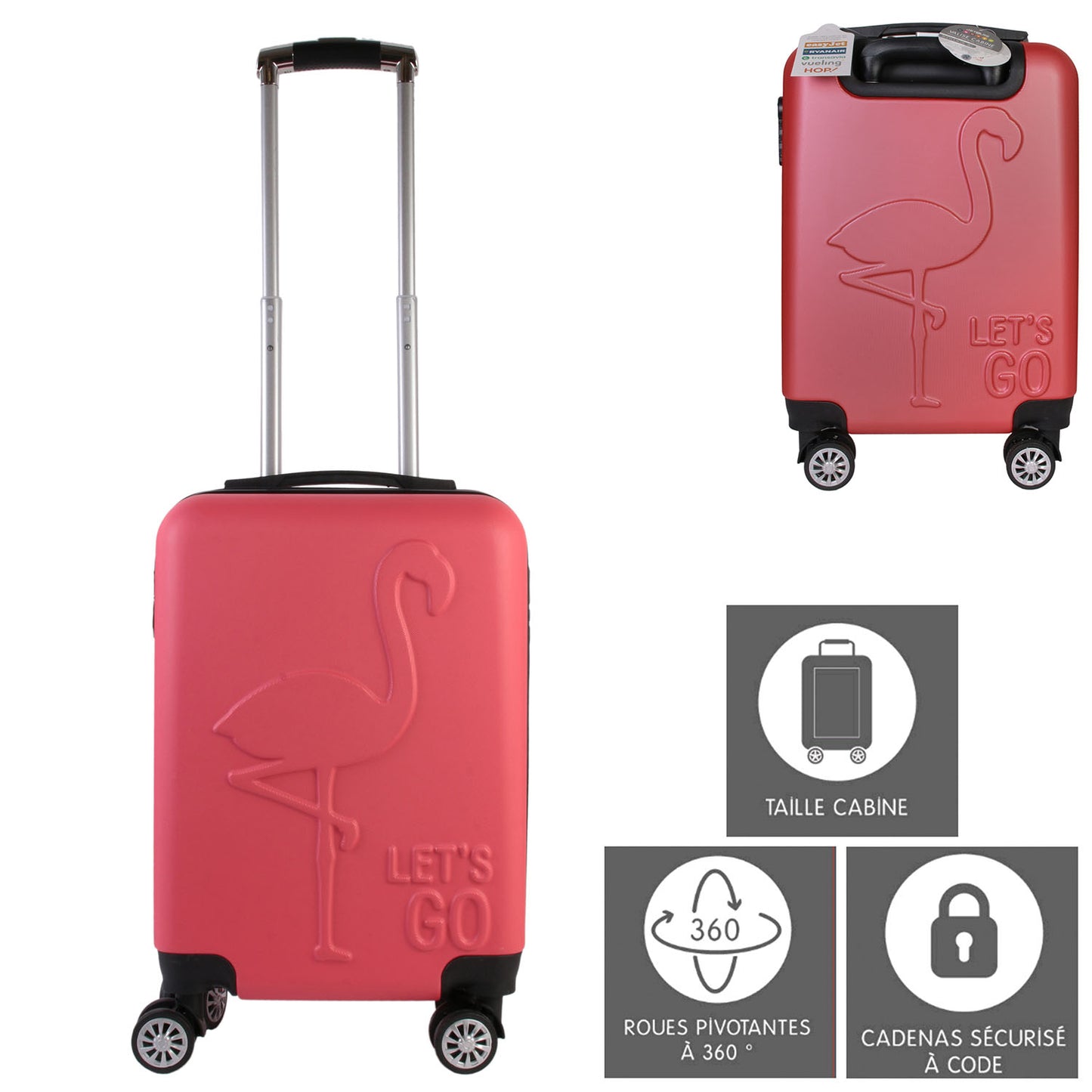 Valise Cabine Embossee Flamant 28L