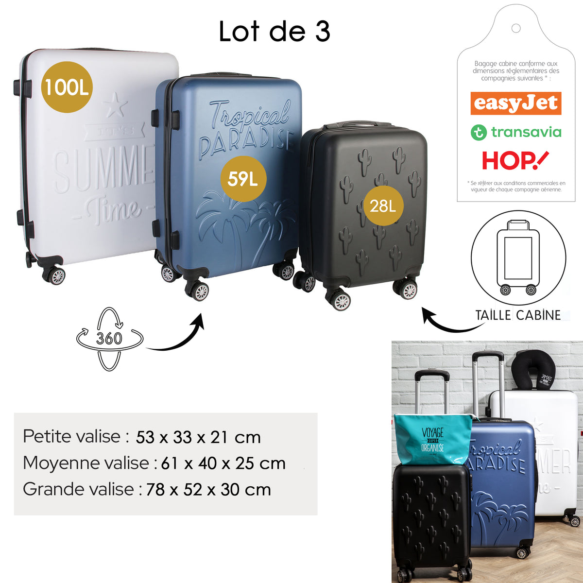 Valise Embossee X3 28L 59L 100L