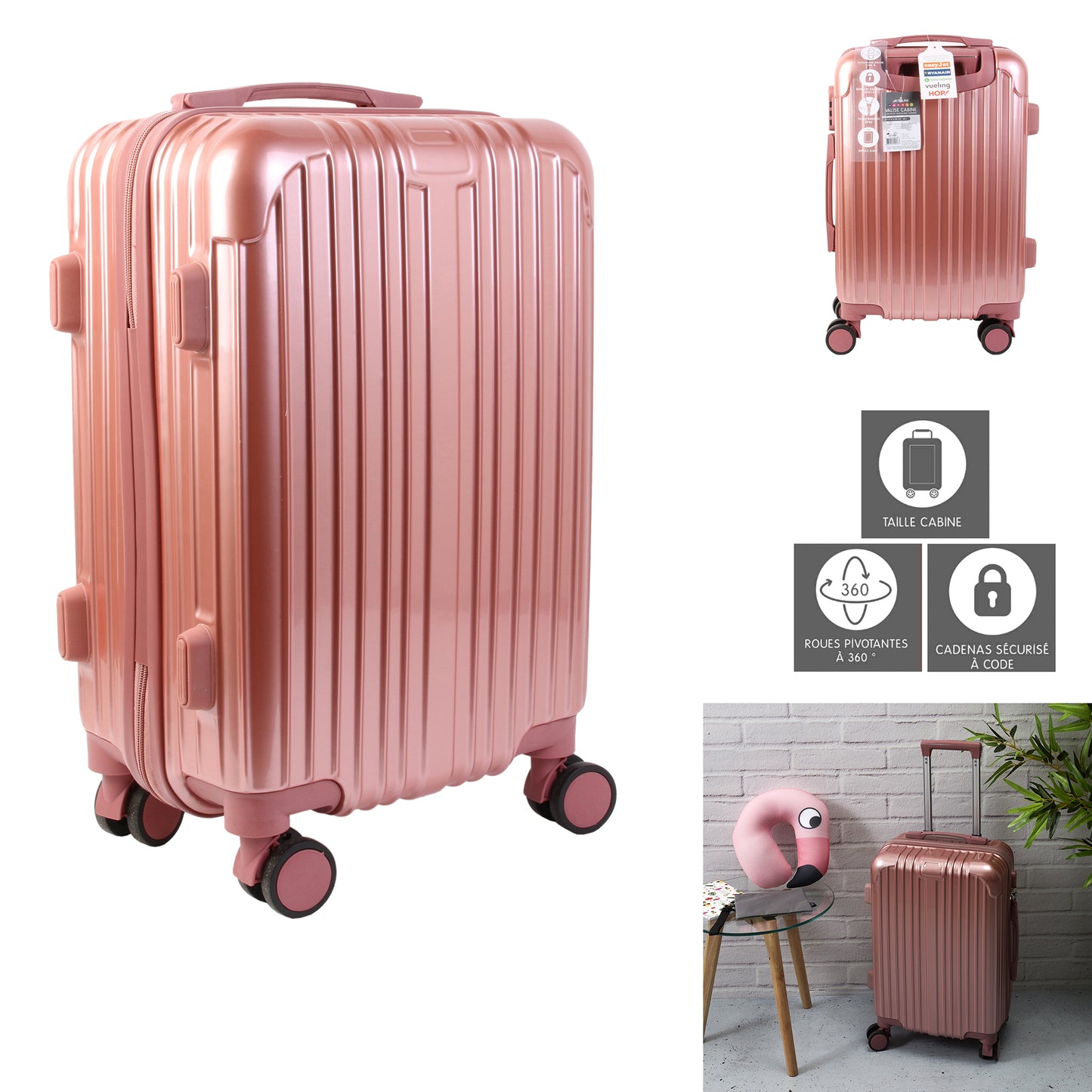 Valise Cabine Paris Rose 40L