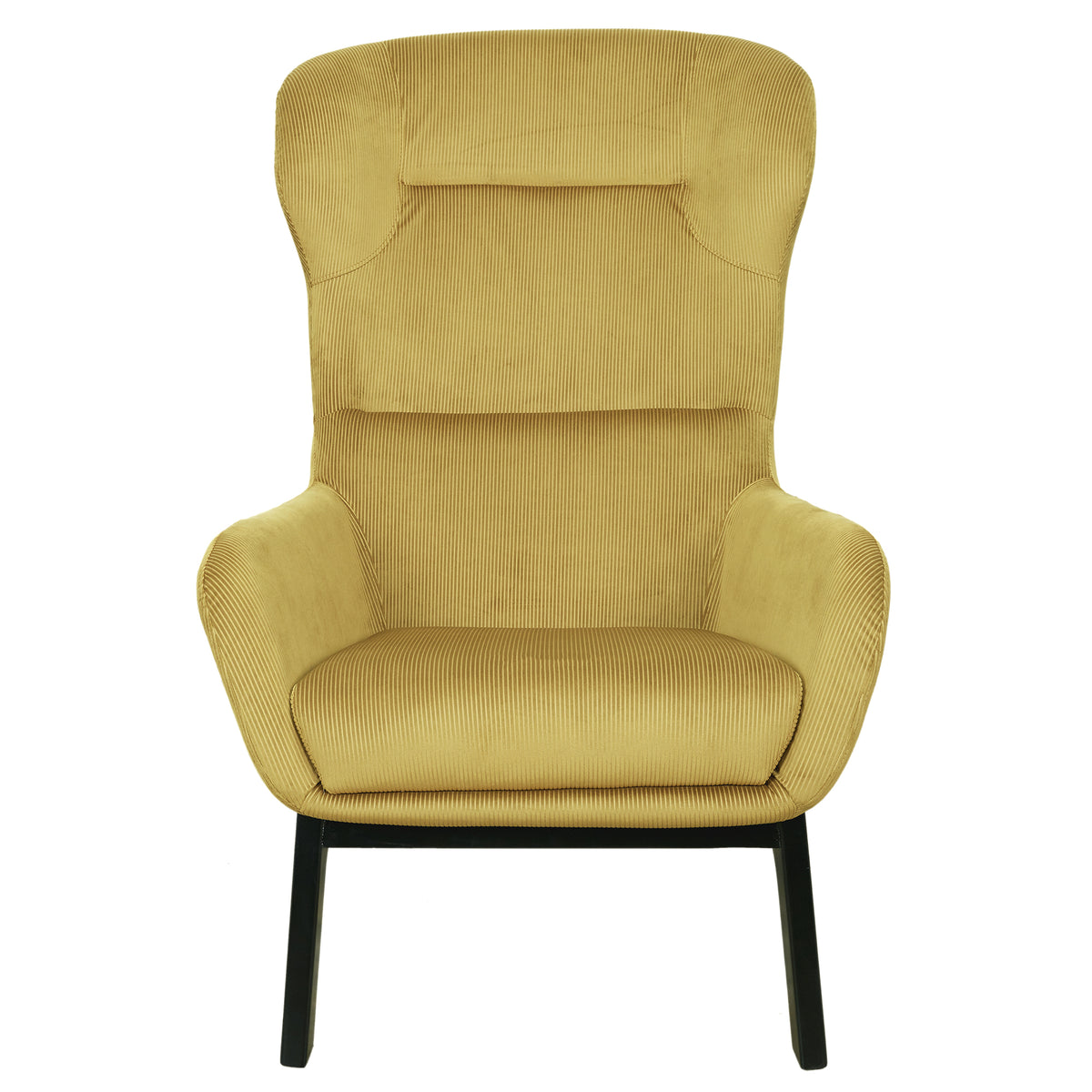 Fauteuil Velours Cotele Roma Jaune Moutarde