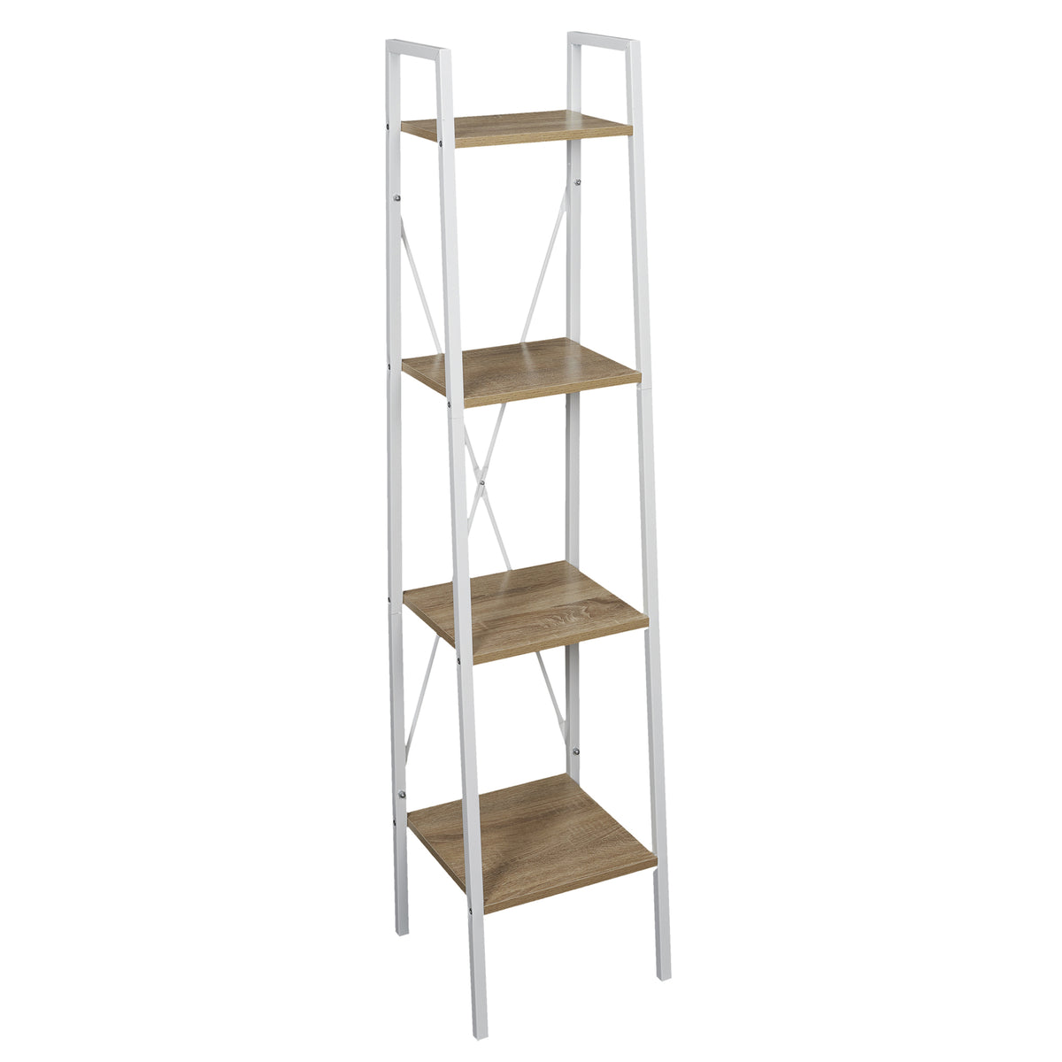 Etagere Bois Et Metal Blanc 148X34X32