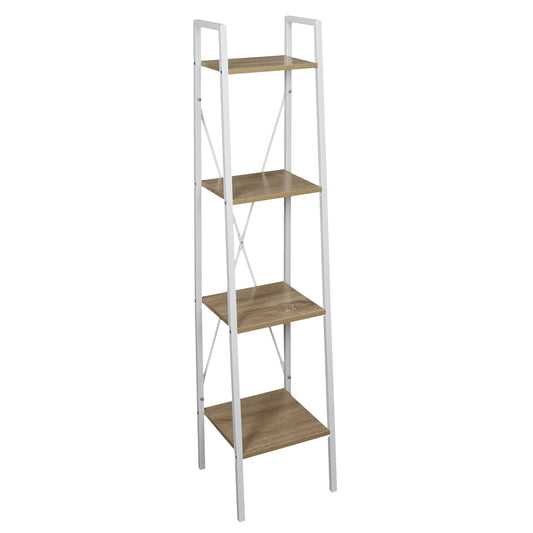 Etagere Bois Et Metal Blanc 148X34X32