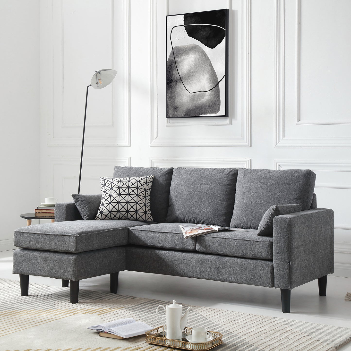 Canape D Angle Moka Gris