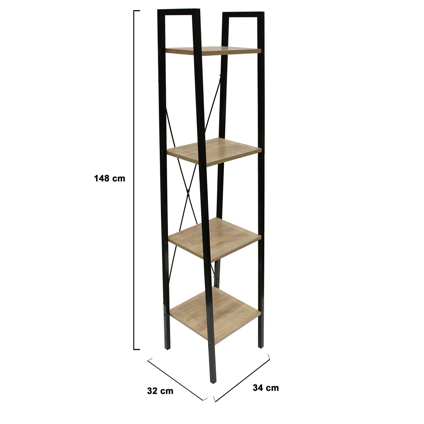 Etagere Bois Et Metal Loka 148X34X32